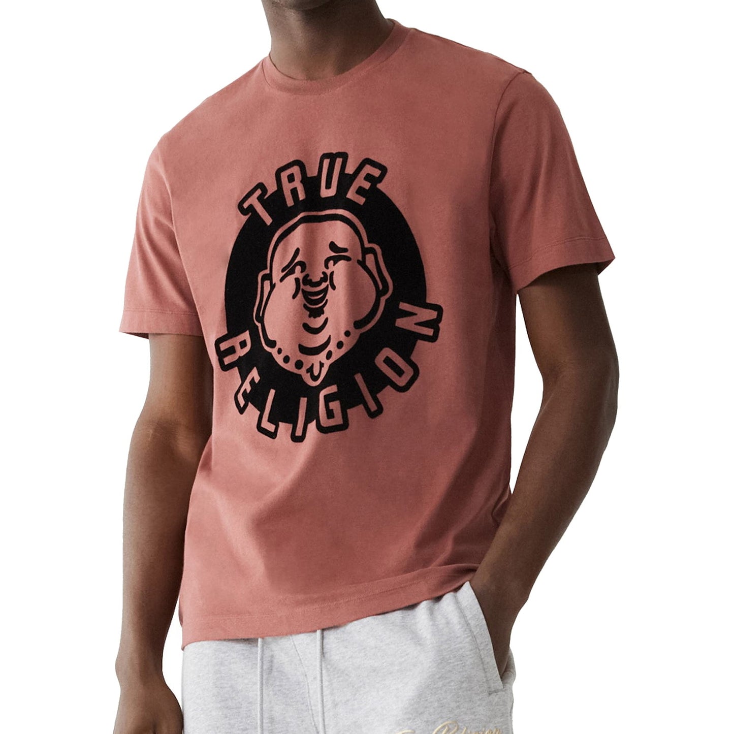 True Religion Mens Sangria Cotton Buddha Face SS Tee Graphic T-Shirt