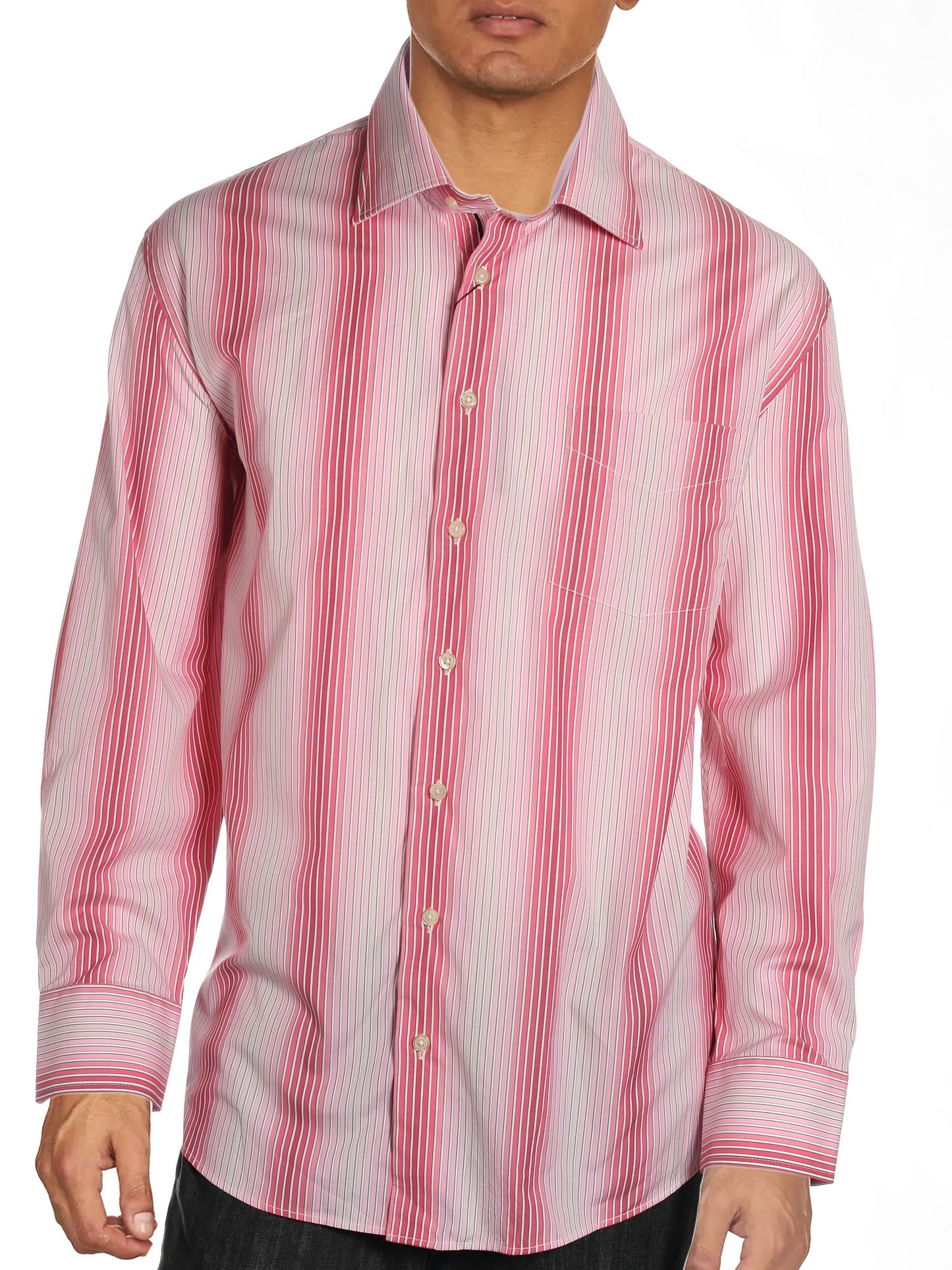 Arnold Zimberg Mens Pink Striped Button Down Shirt