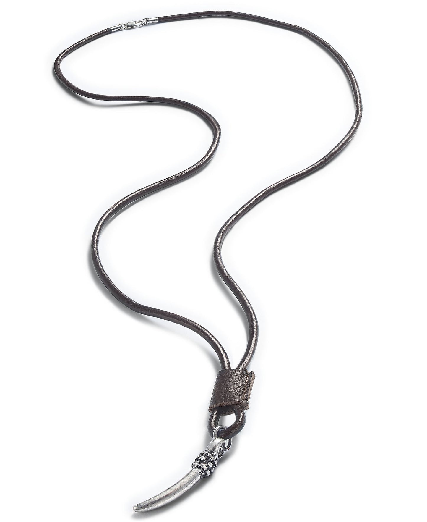 Rogue Accessories Men's Brown/Silver Keizer Metal Horn Necklace