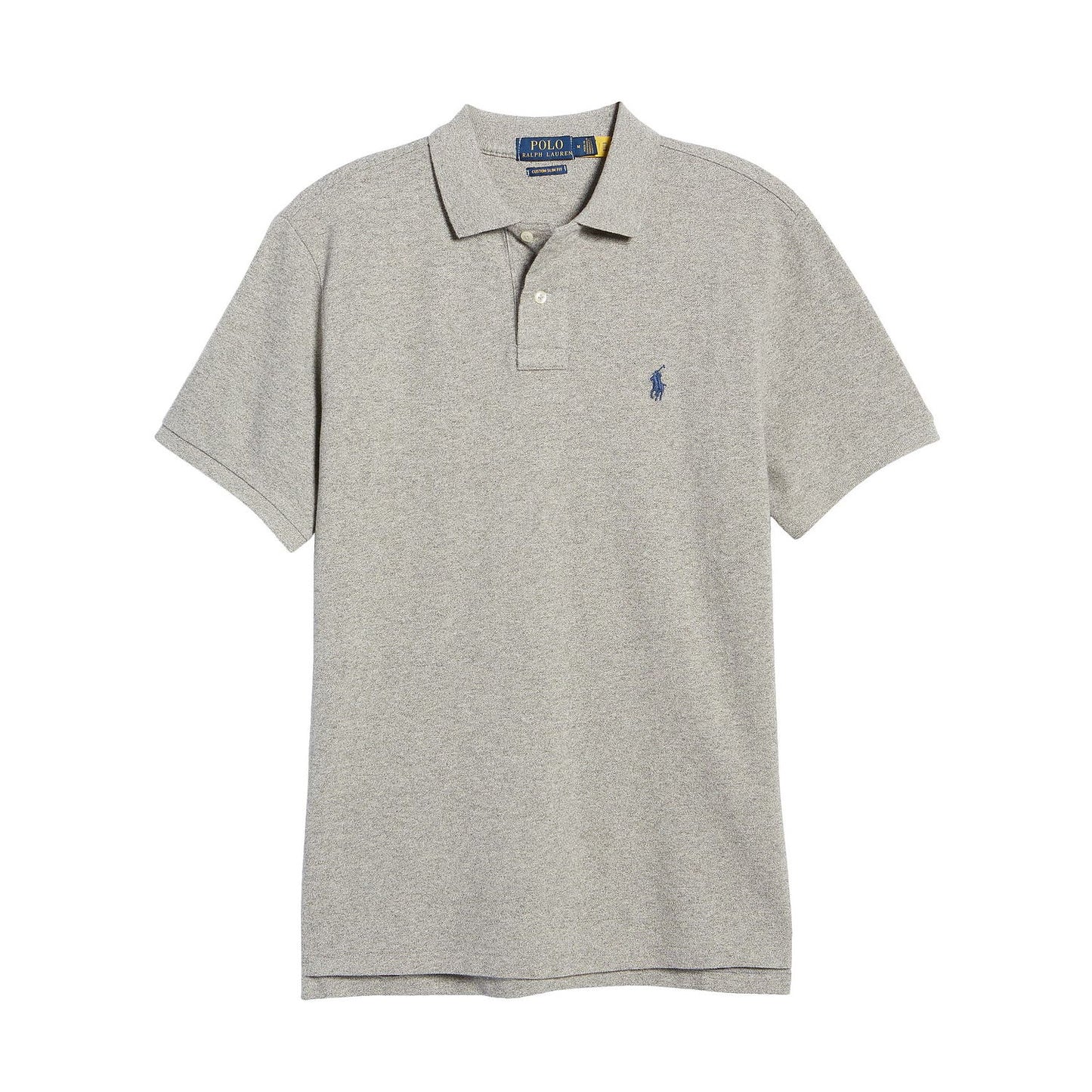 Polo Ralph Lauren Mens Grey Custom Slim Fit Mesh Polo Shirt