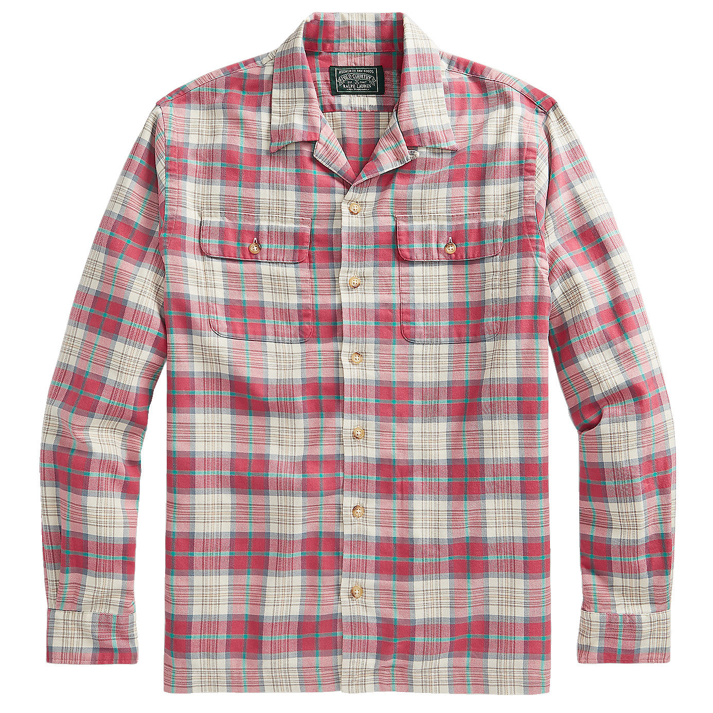 Polo Ralph Lauren Men's Dusty Red Plaid Classic Fit Twill Camp Shirt