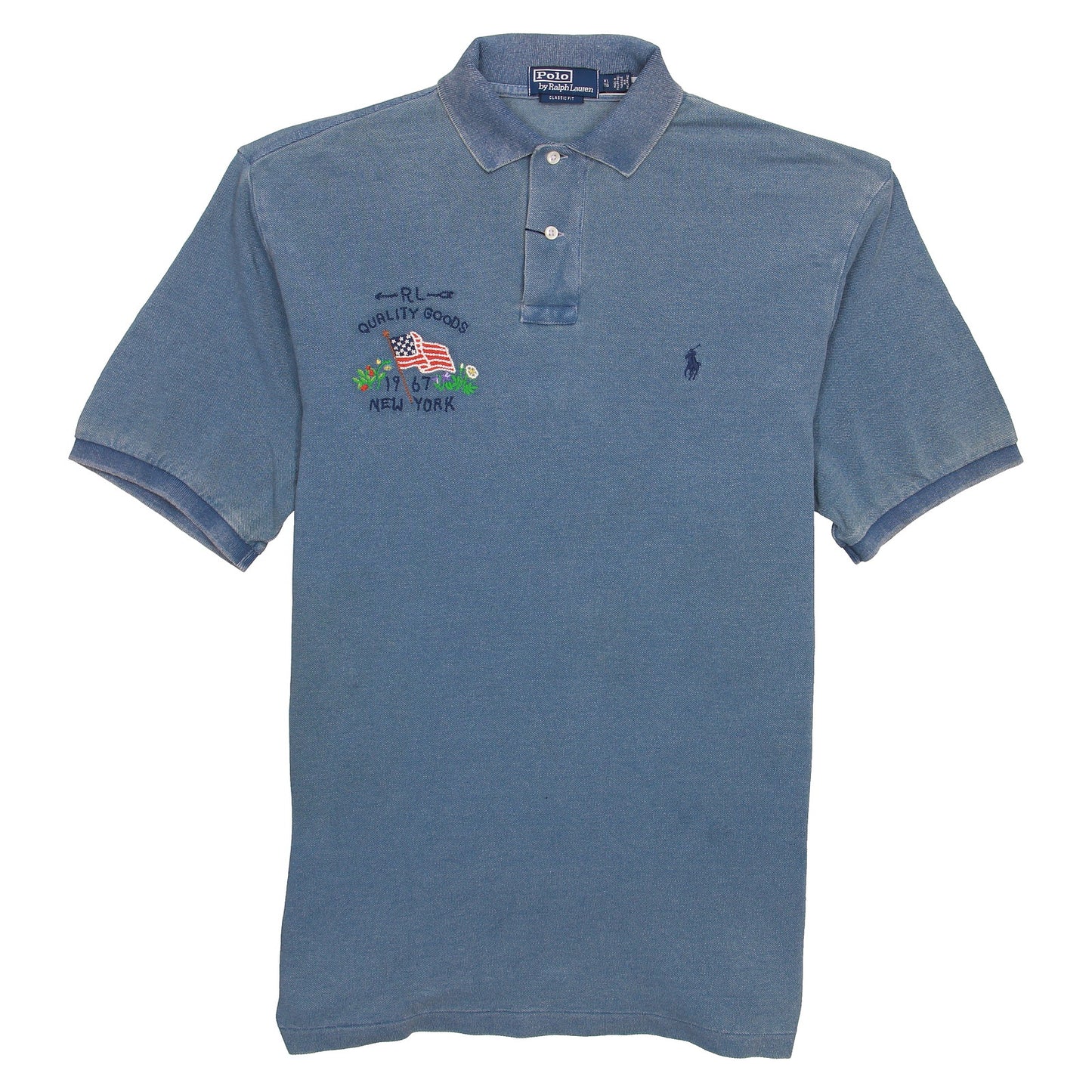 Polo Ralph Lauren Men's Vintage Look Blue Cotton Mesh Polo Shirt