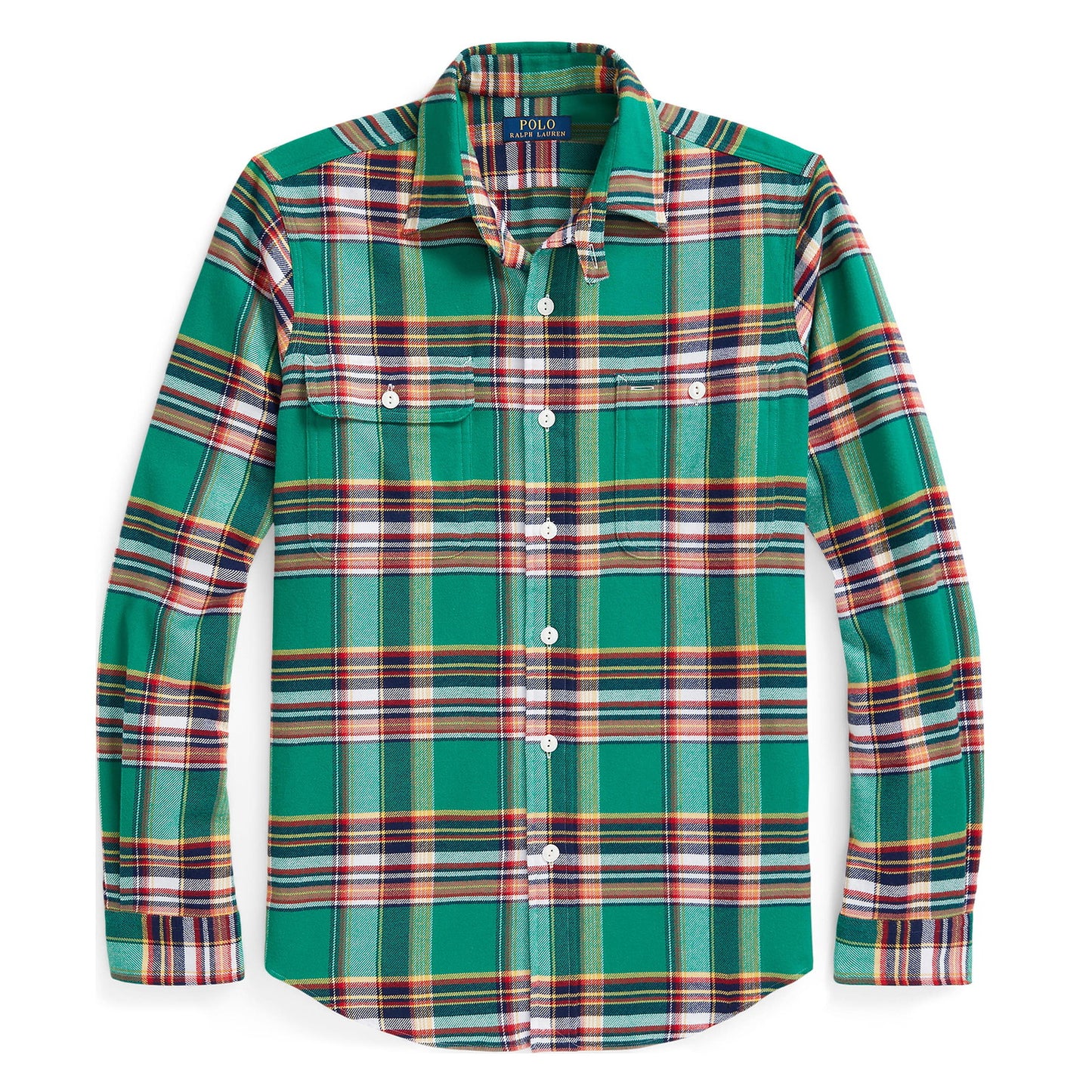 Polo Ralph Lauren Men's Custom Fit Green Multi Plaid Flannel Work Shirt