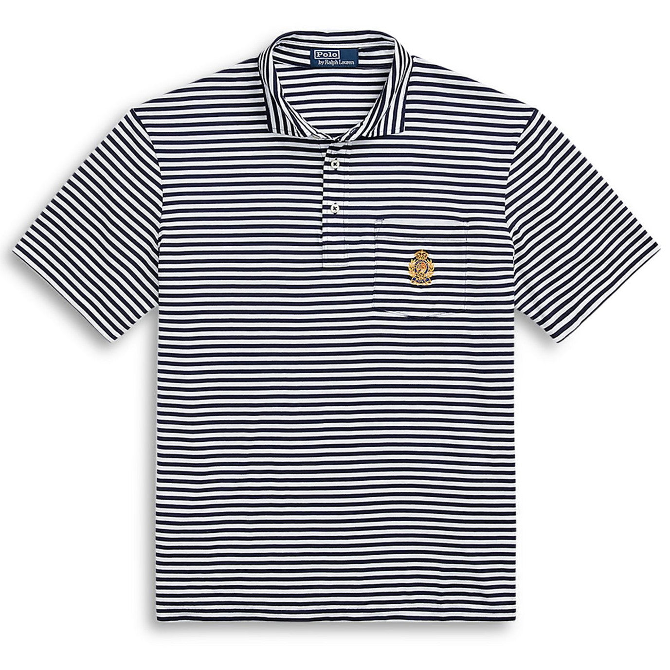 Polo Ralph Lauren Men's Classic Fit Navy/White Striped Crest Polo Shirt