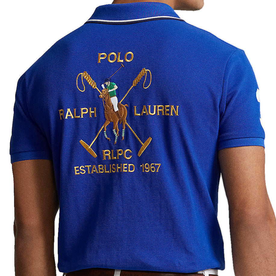 Polo Ralph Lauren Men's Blue Crest Classic Fit Mesh Polo Shirt