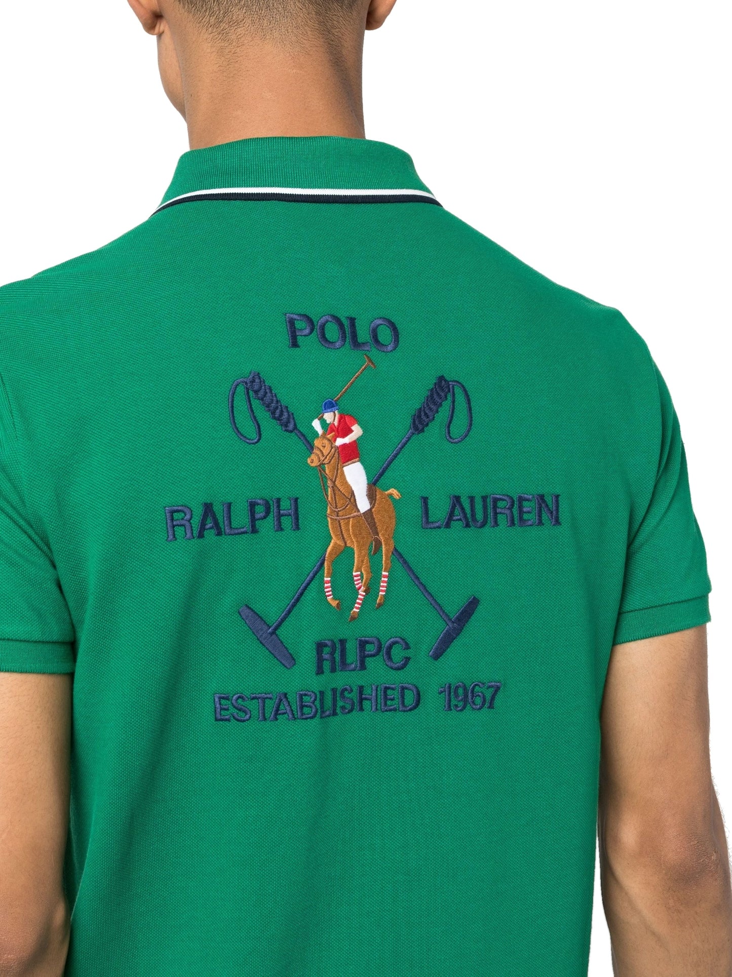 Polo Ralph Lauren Men's Classic Fit Green Large Crest Mesh Polo Shirt
