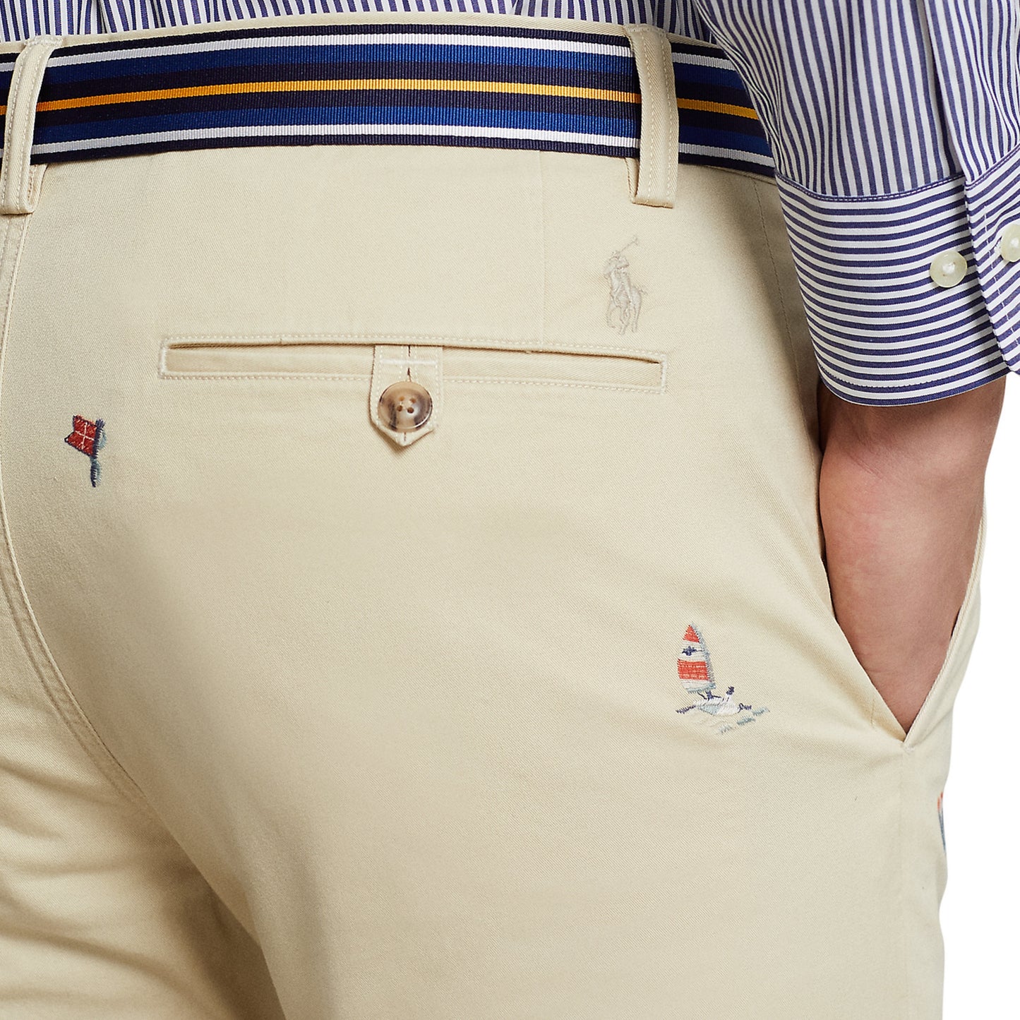 Polo Ralph Lauren Men's Cream Sailing/Nautical Embroidered Chino Pants