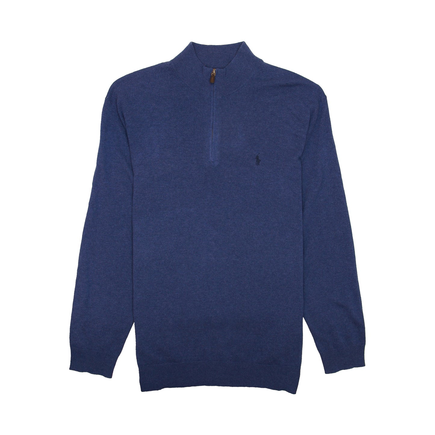 POLO by Ralph Lauren Mens Blue Heather Merino Wool Half Zip Sweater