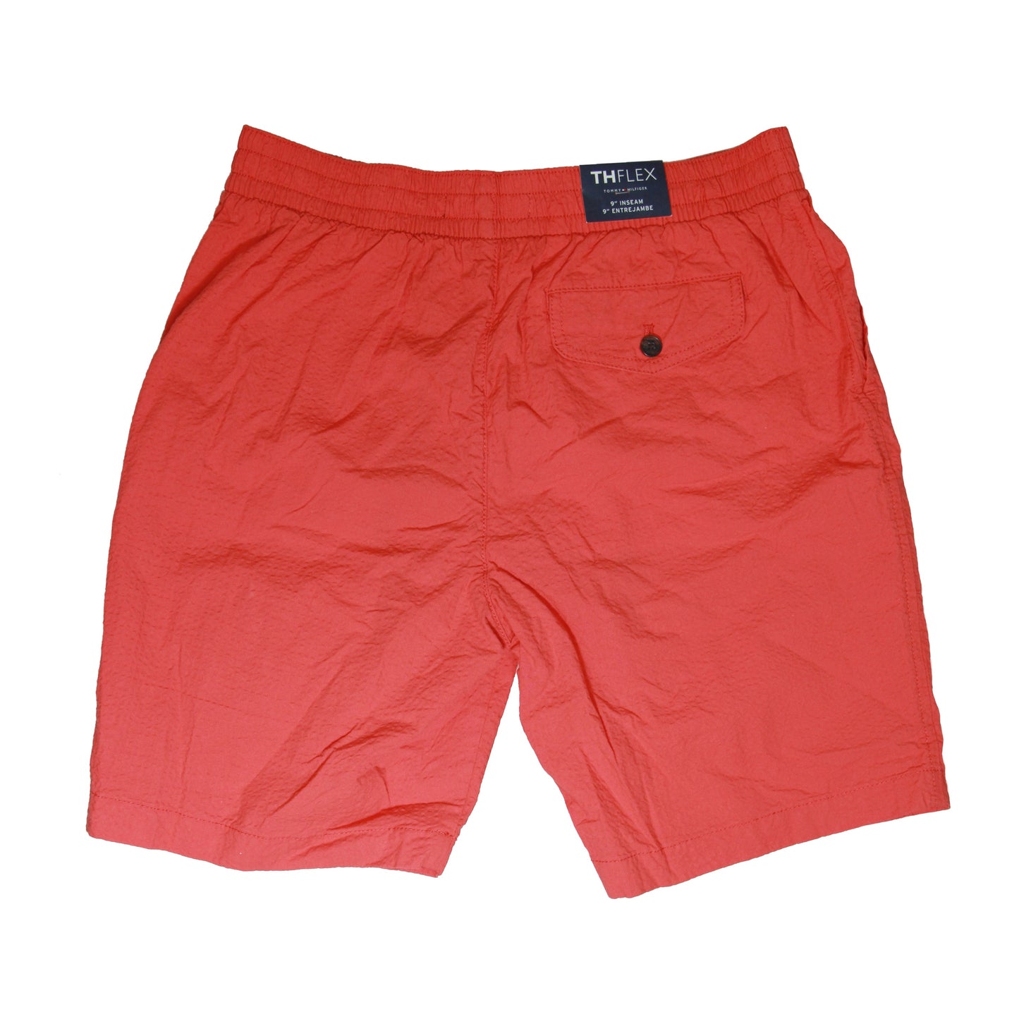 Tommy Hilfiger Mens Blood Orange Seersucker TH Flex 9" Flat Front Shorts