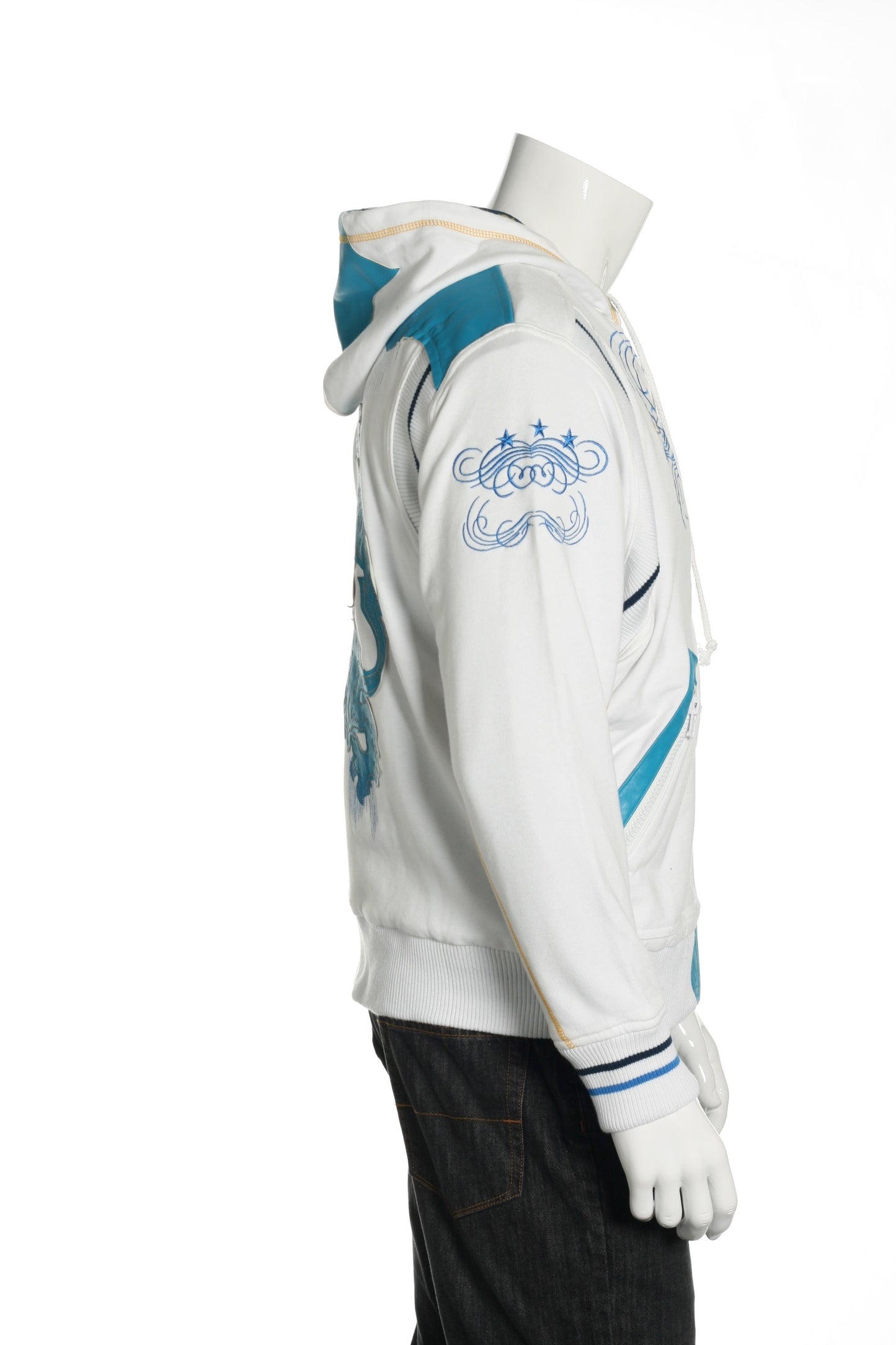 ONOVO Royaluxe Mens White Reversible Graphic Full Zip Hoodie
