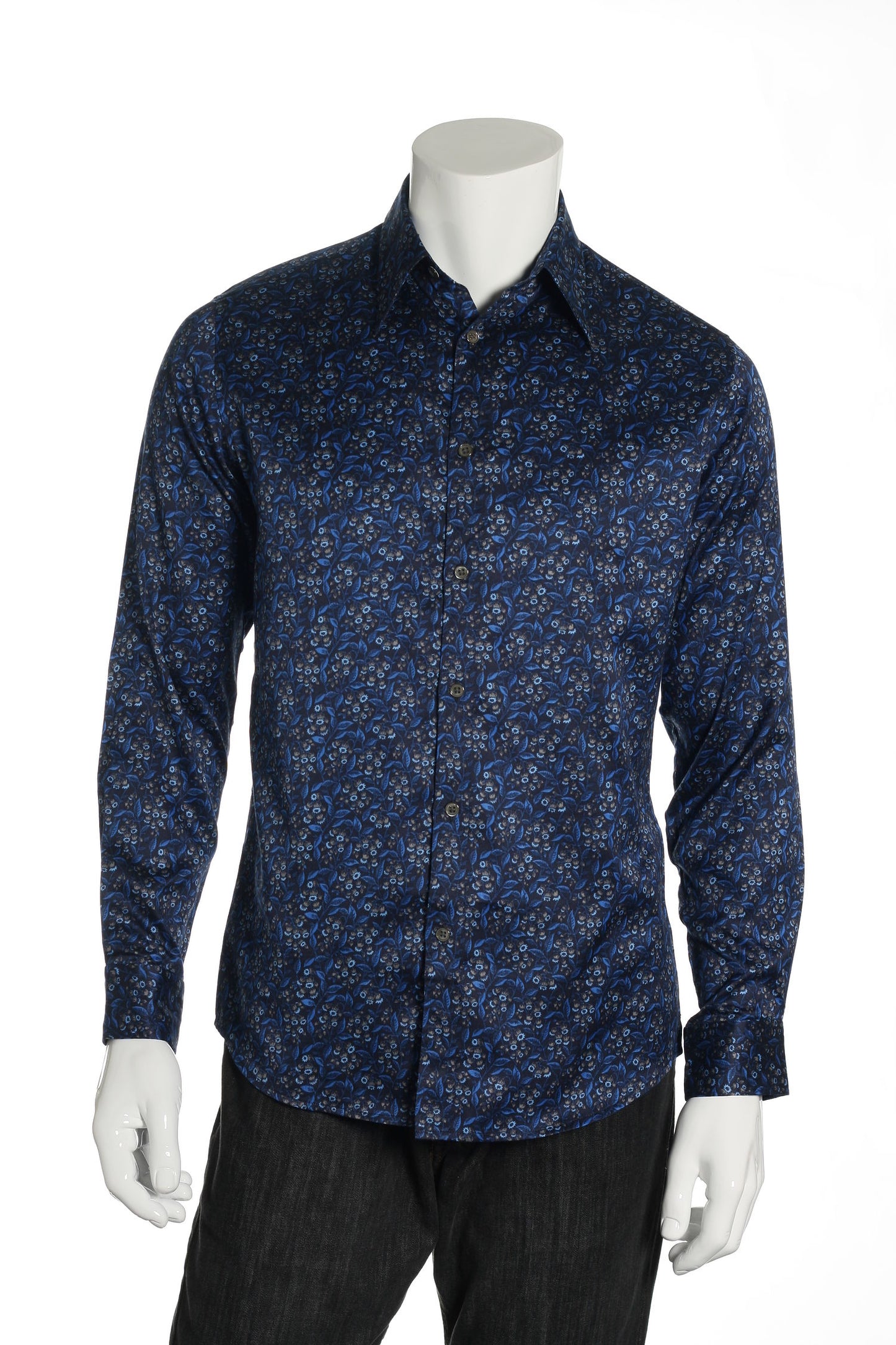 Saltaire Mens Blue Floral Button Down Shirt