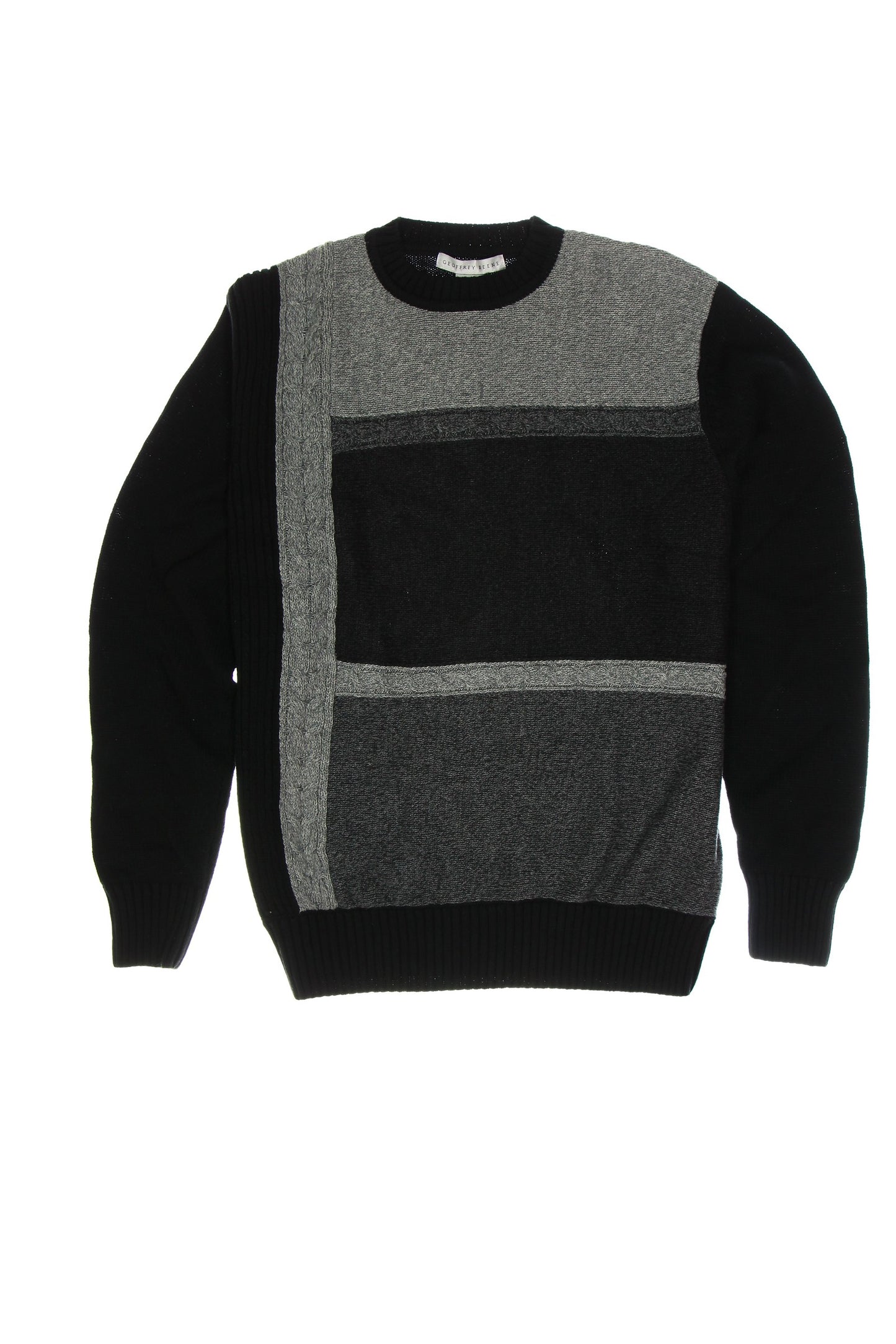 Geoffrey Beene Men's Black Color Block Crew Neck Sweater