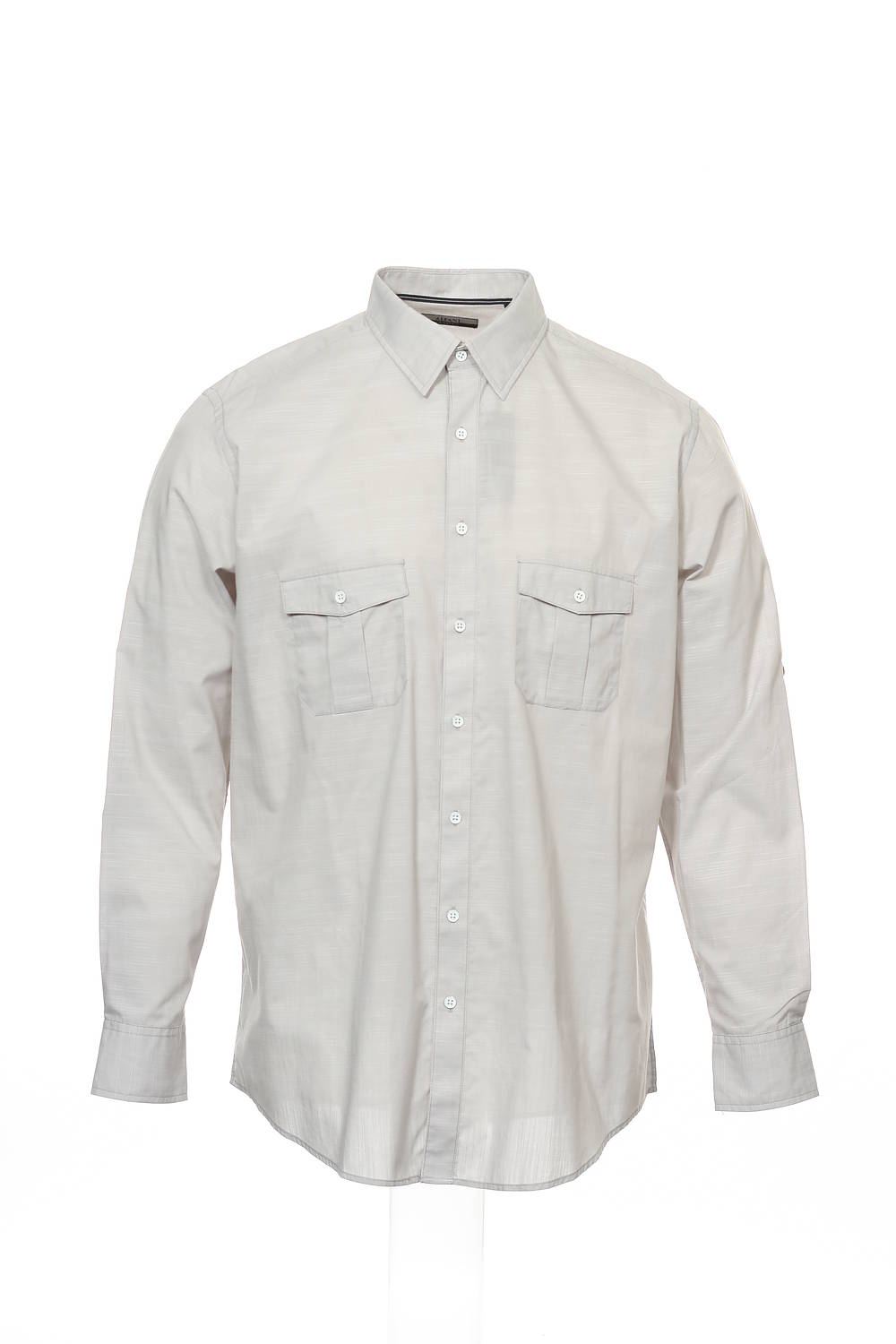 BIG&TALL by Alfani Men's Light Gray Heather Button Down Shirt