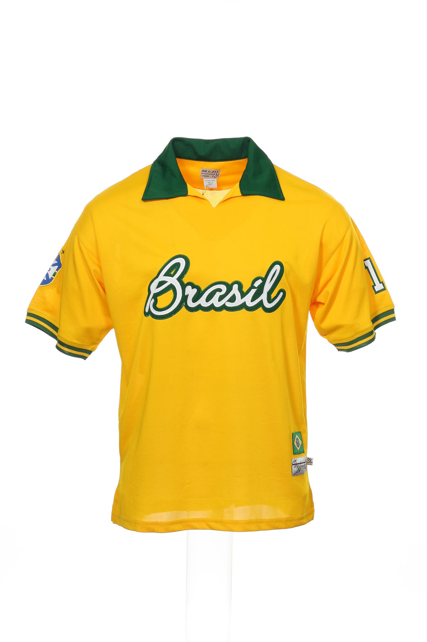 BB Jeans London Mens Yellow/Green Brasil Soccer Polo Jersey