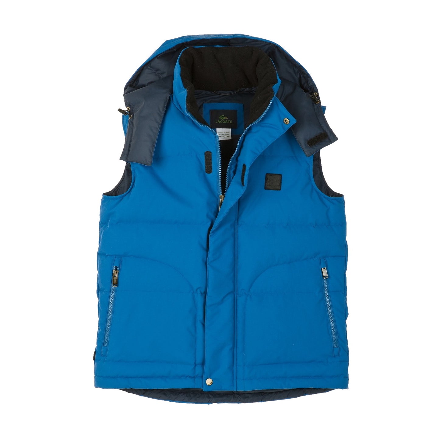 Lacoste Mens Blue Hooded Water Repellent Down Insulated Vest