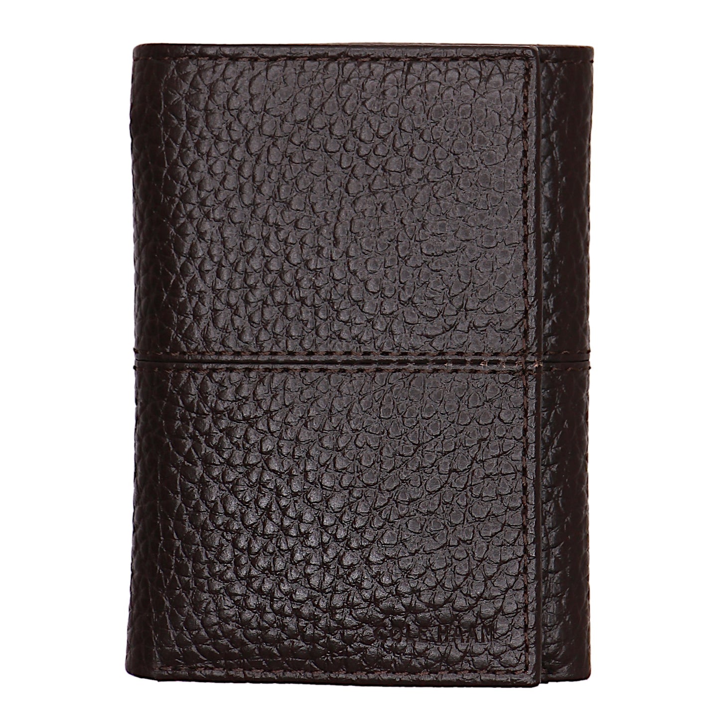 Cole Haan Men's Chocolate Slim Pebbled Leather Tri-Fold Trifold Wallet