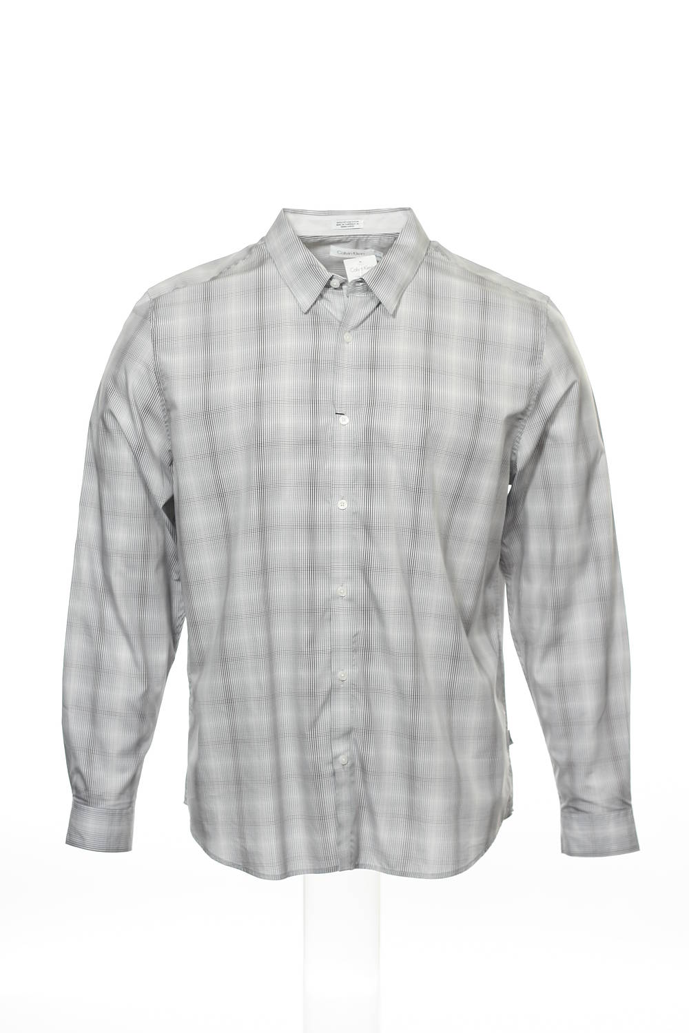 Calvin Klein Men's Light Gray Plaid Button Down Shirt