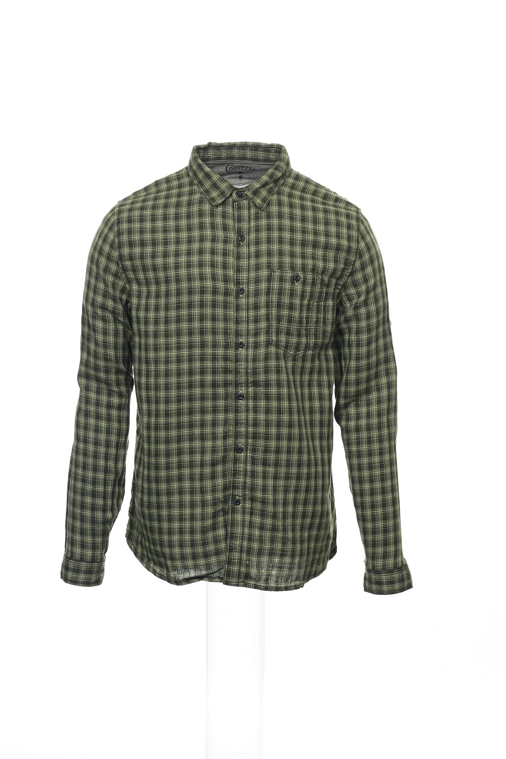 Converse 'Black Canvas' Men's Yellow Green Plaid Button Down Shirt