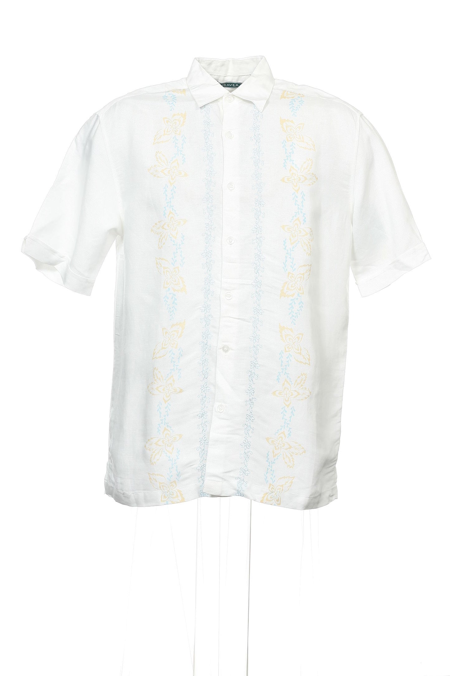 Cubavera Men's White Floral Camp Shirt