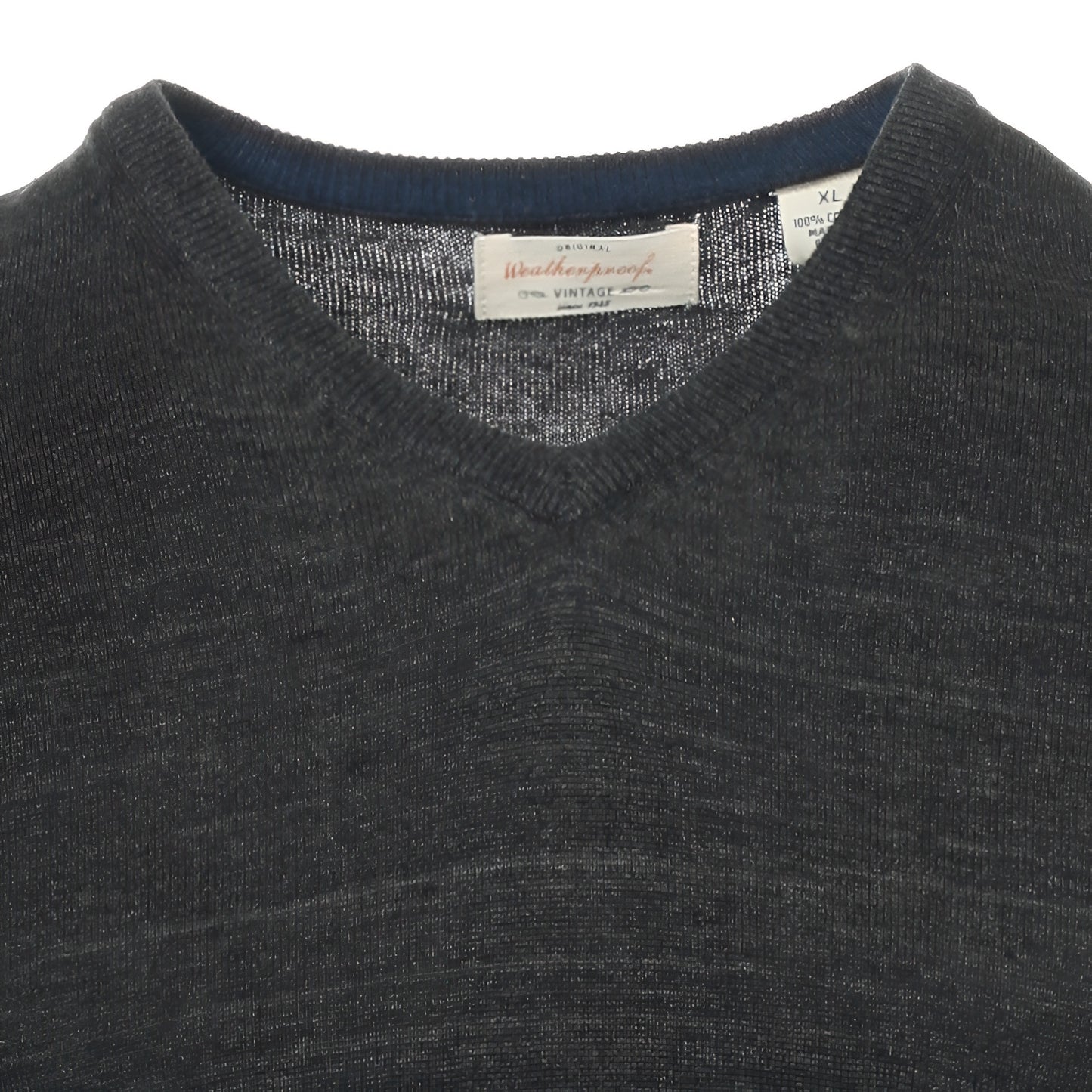 Weatherproof Men’s V-Neck Sweater Charcoal Black Long Sleeve Knit Pullover