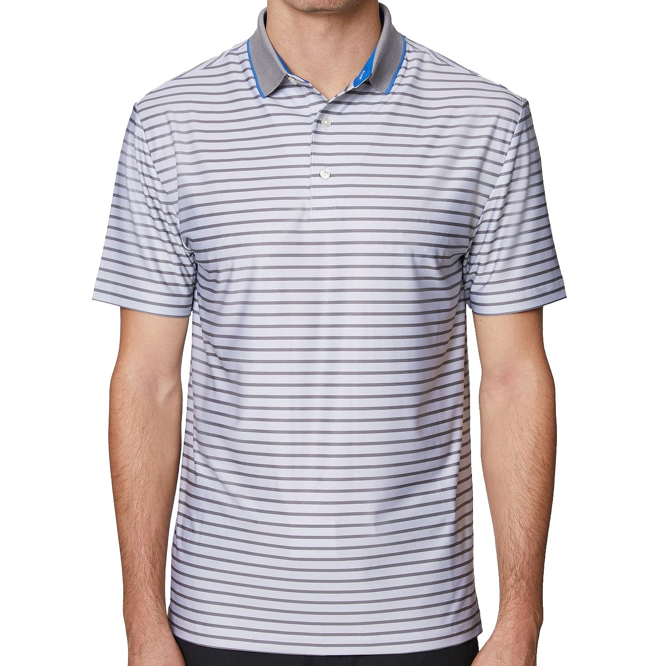 Hickey Freeman Golf Mens Striped Off White Polo Shirt