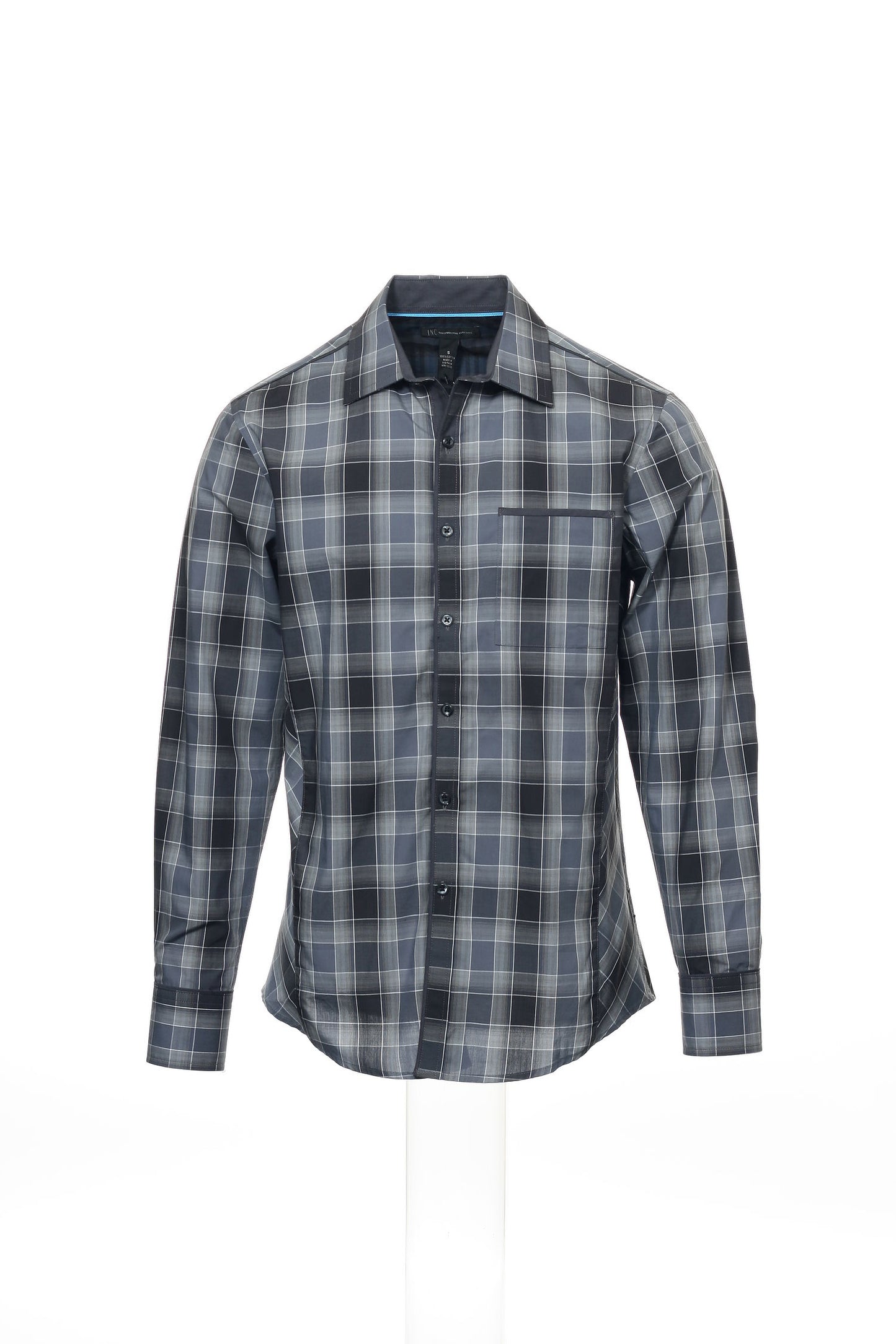 INC International Concepts Men's Gray Plaid Button Down Shirt