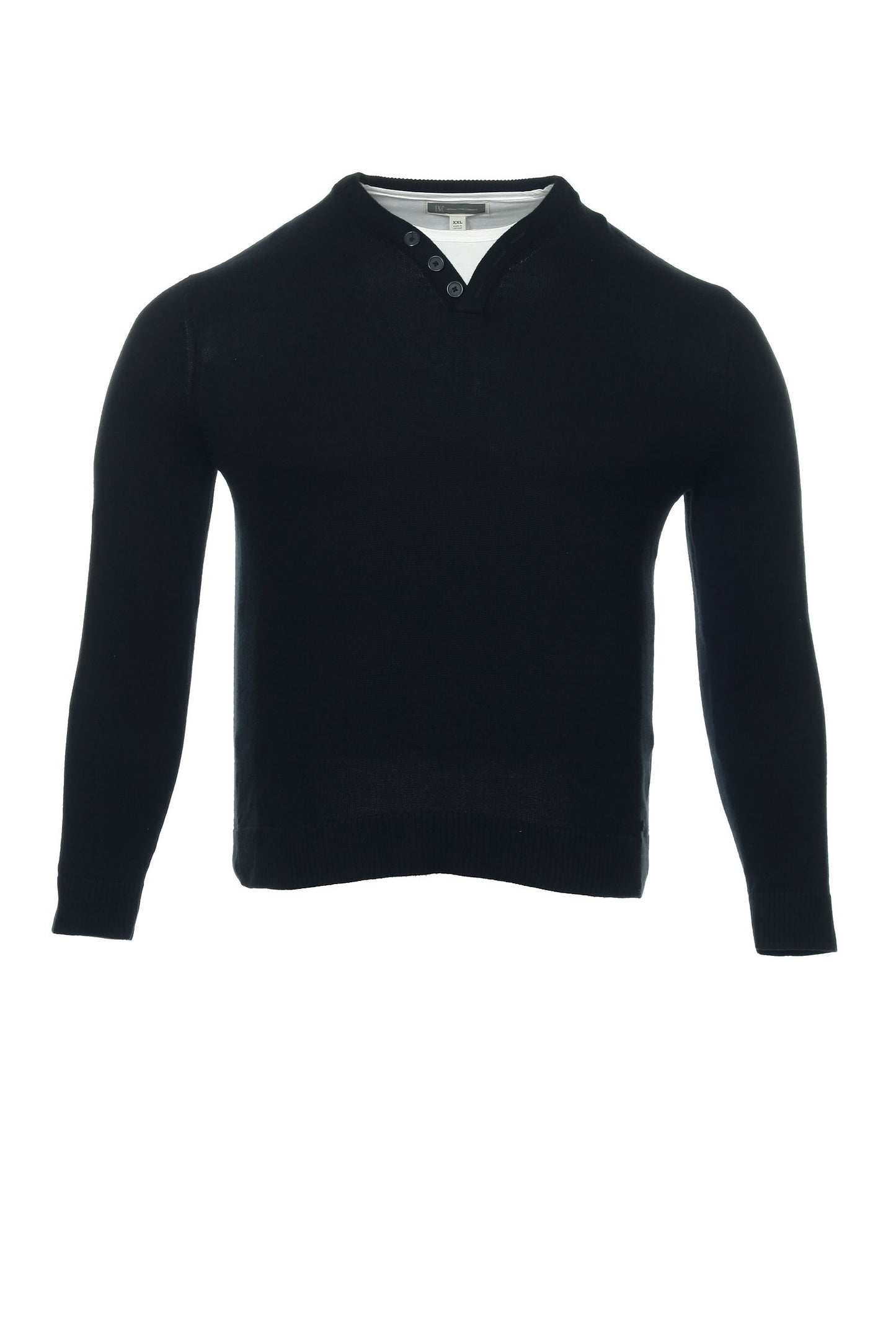 INC International Concepts Men's Black Heather Henley Sweater