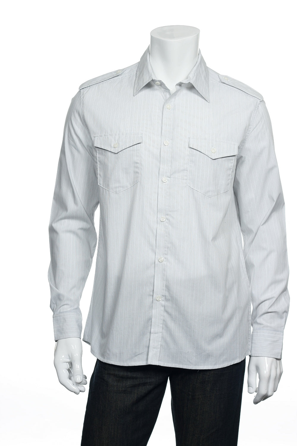 Kenneth Cole Reaction 'Check In Desk' Mens Light Gray Striped Button Down Shirt