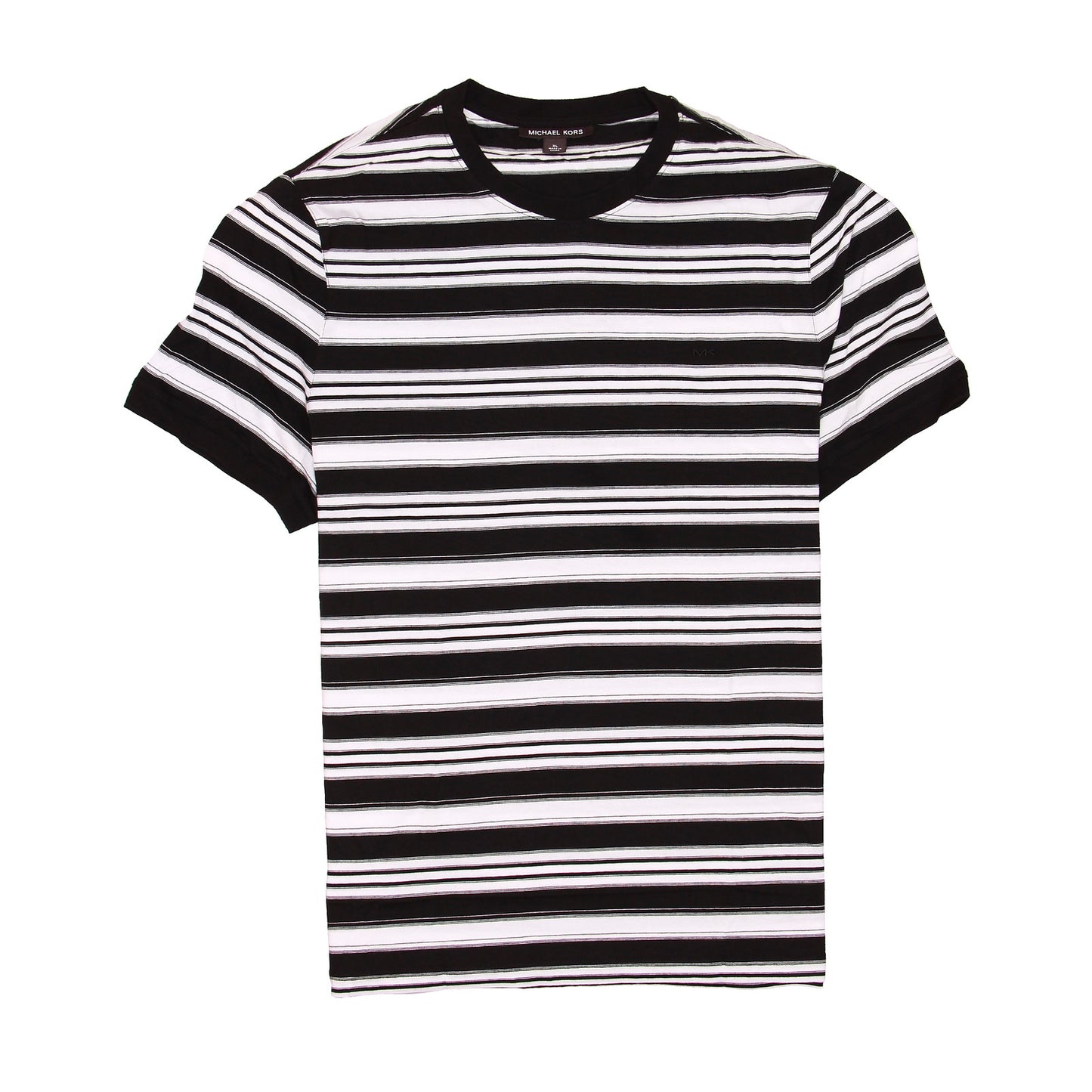 Michael Kors Mens Black/White Striped Short Sleeve Crew Neck T-Shirt