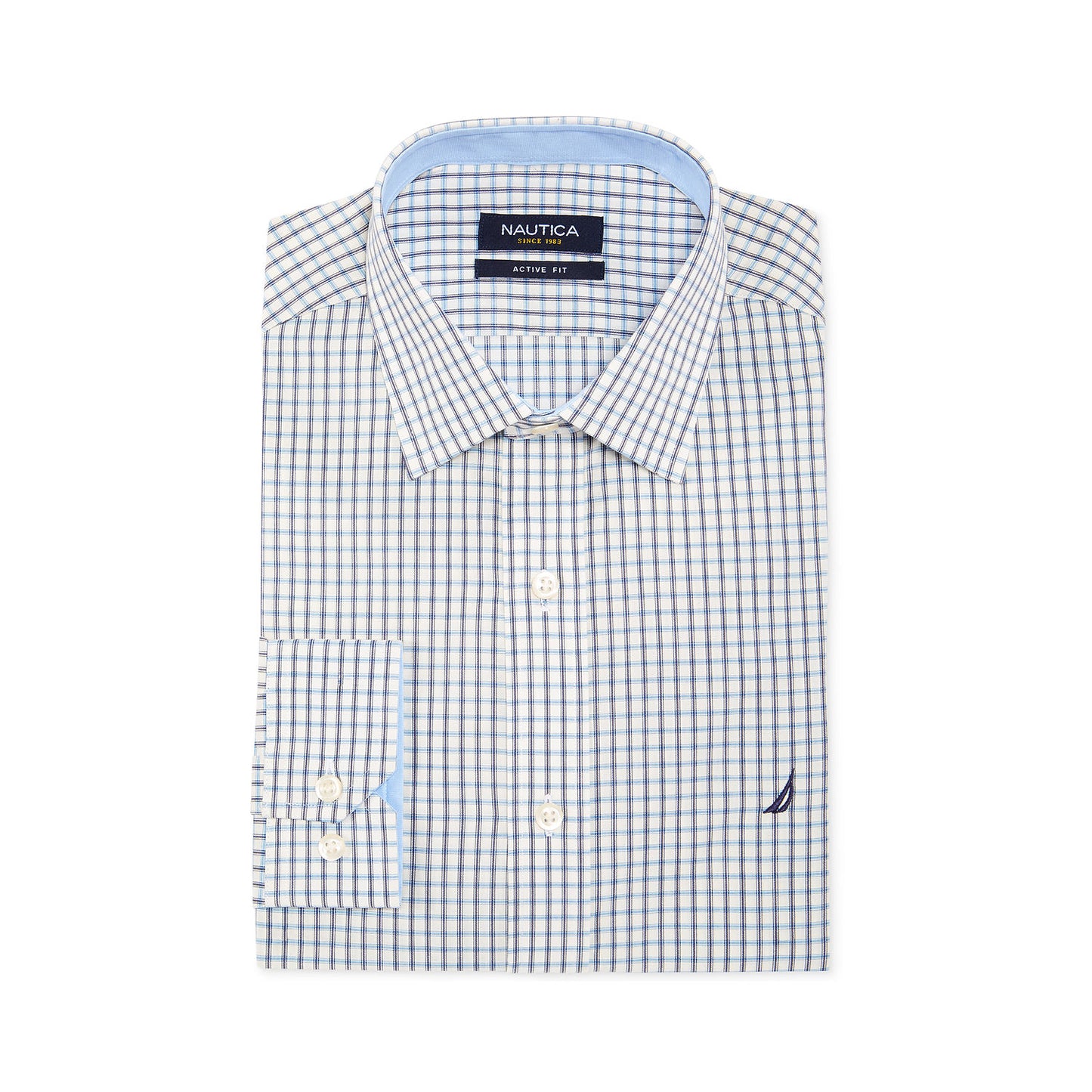 Nautica Men's Gray Window Pane Button Down Shirt