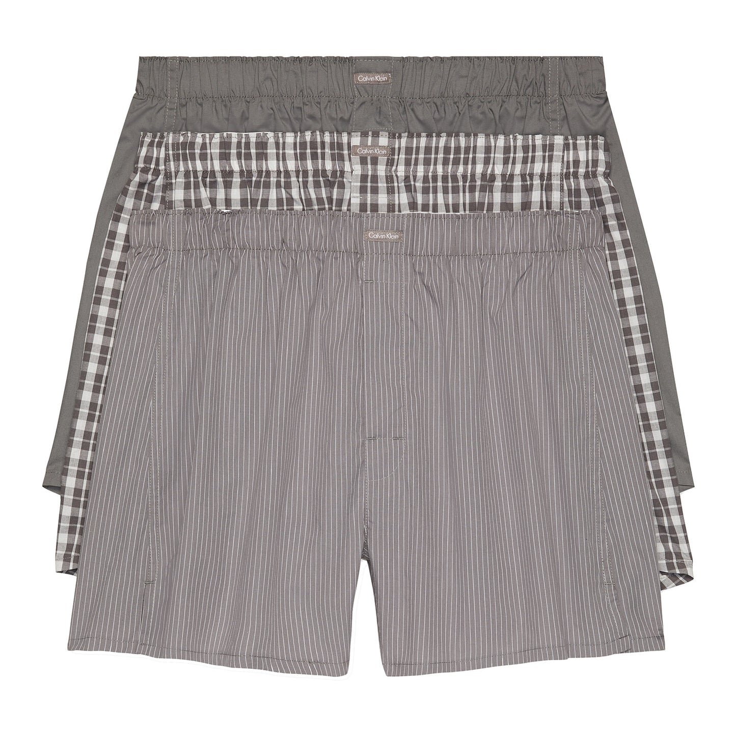 Calvin Klein Men's 3 Pack Grays Classic Fit Cotton Woven Boxers