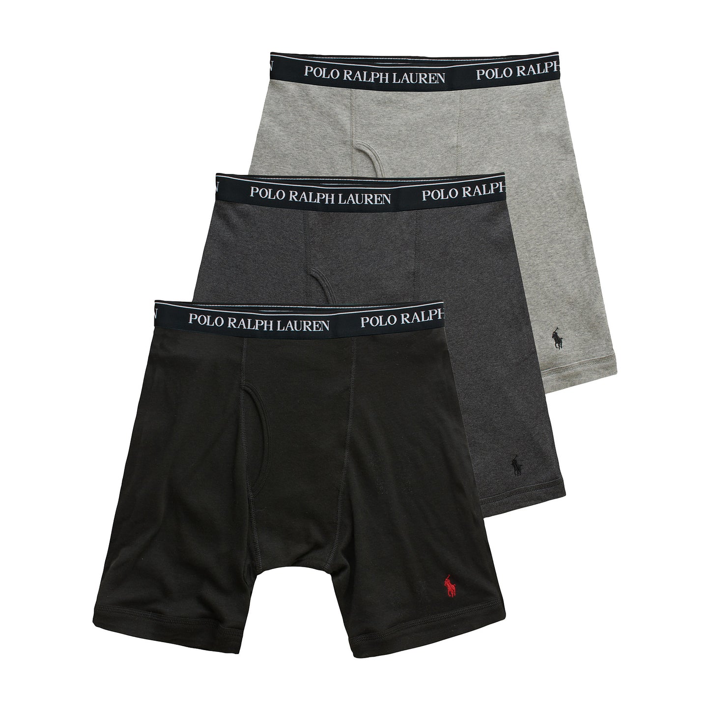 Polo Ralph Lauren Men's 3 Pack Black/Grays Classic Fit Cotton Boxer Briefs