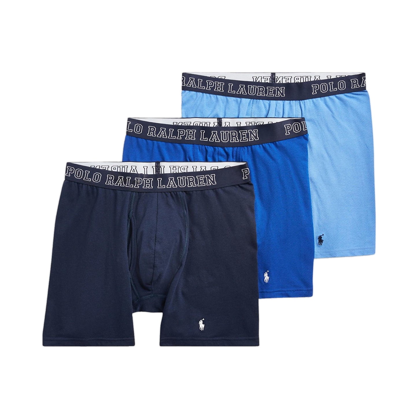 Polo Ralph Lauren Men's 3-Pack Blues Breathable Wicking Boxer Briefs