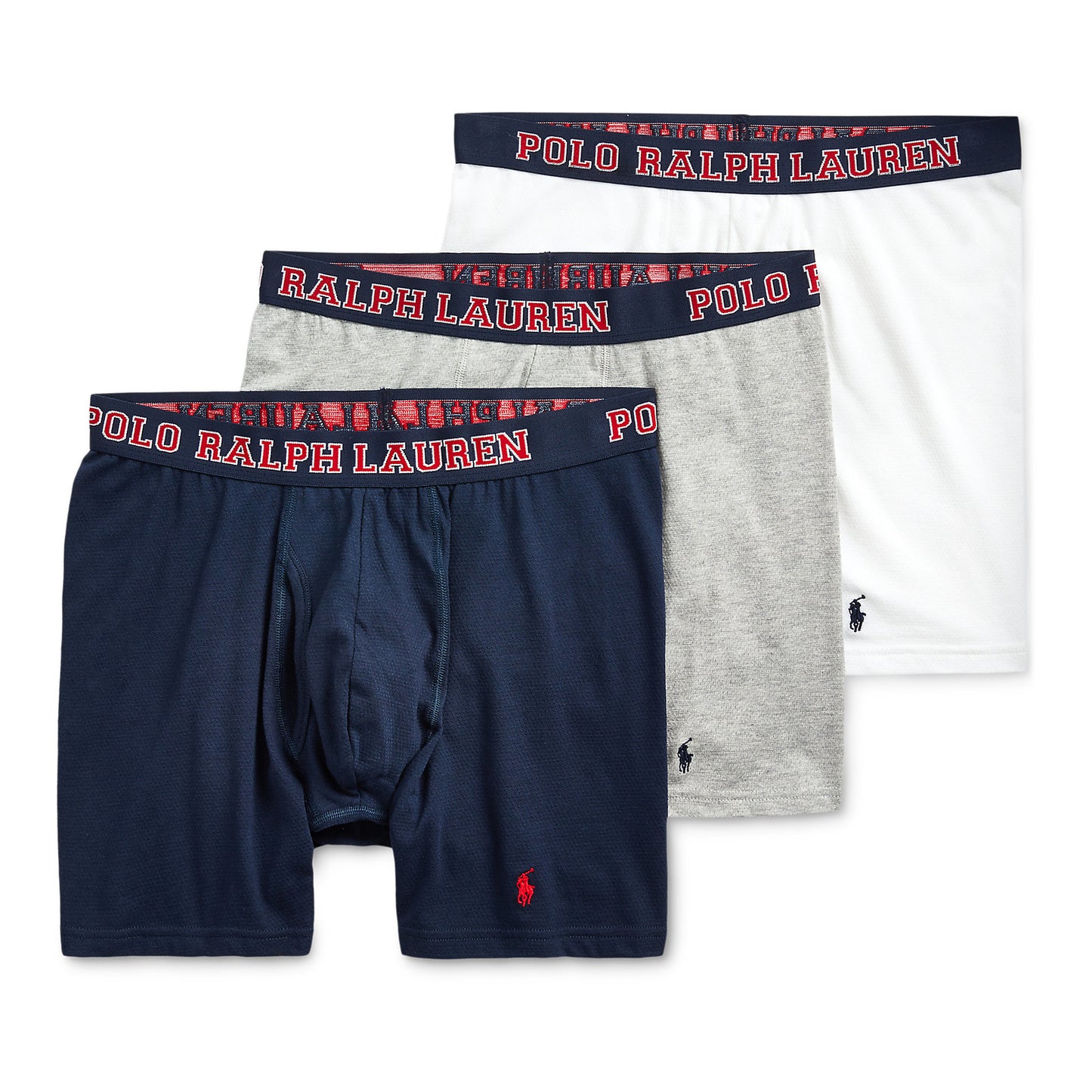 Polo Ralph Lauren Men's 3 Pack Navy/Gray/White Breathable Mesh Boxer Briefs