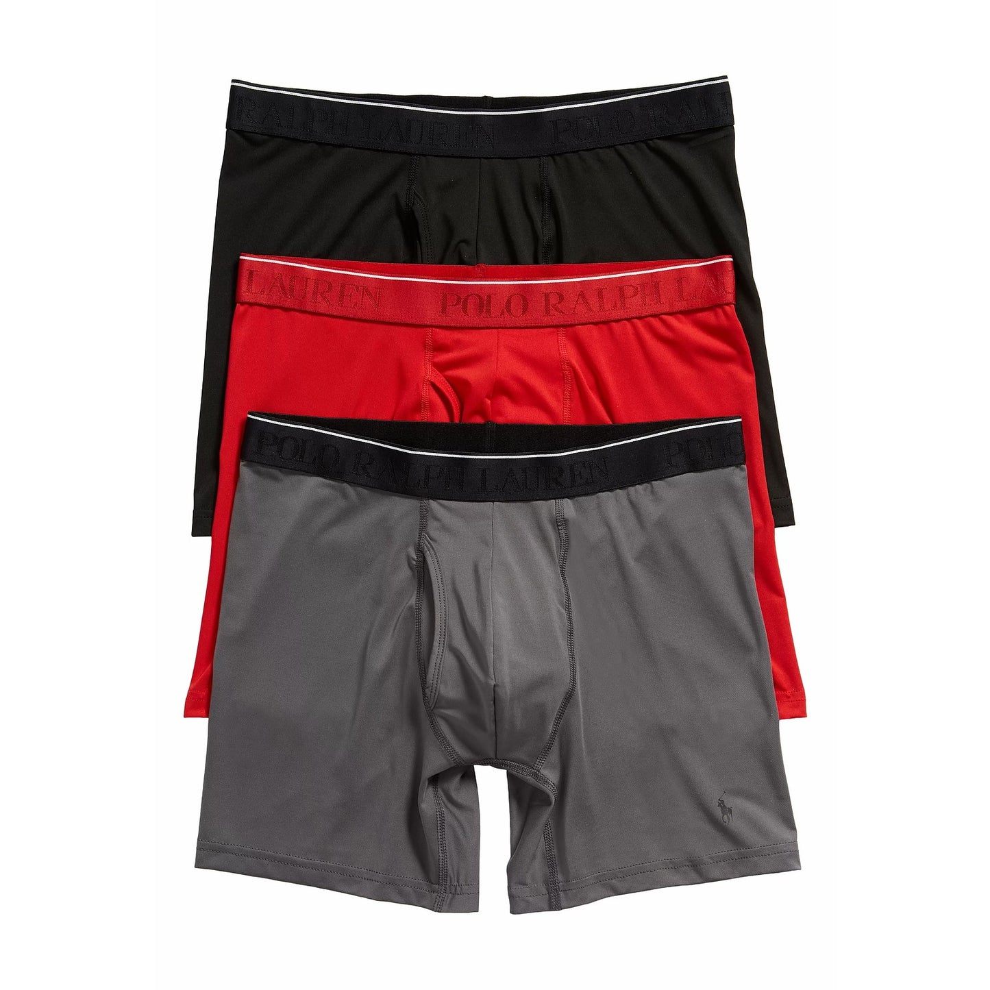 Polo Ralph Lauren Men's 3-Pack Black/Red/Gray Microfiber Boxer Briefs