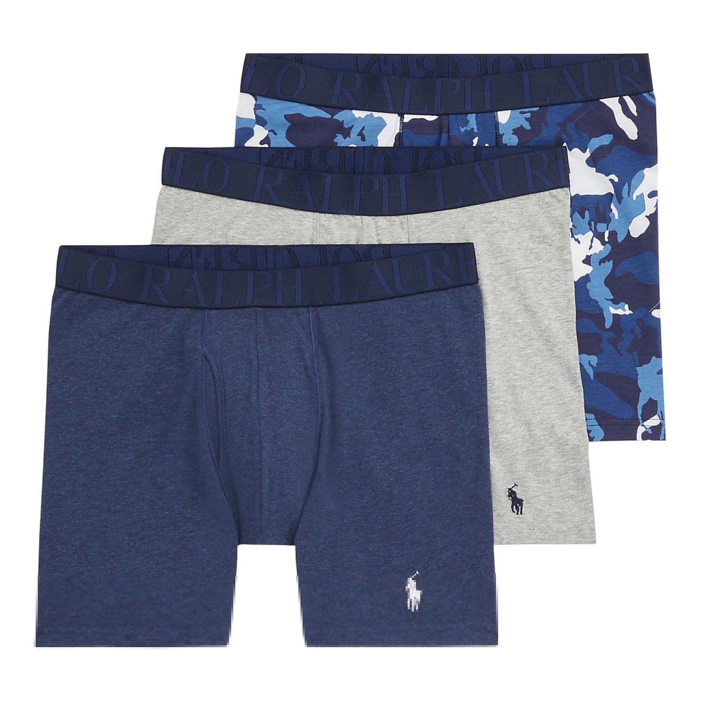 Polo Ralph Lauren Men's 3-Pack Blue/Gray Camo Classic Stretch Boxer Briefs