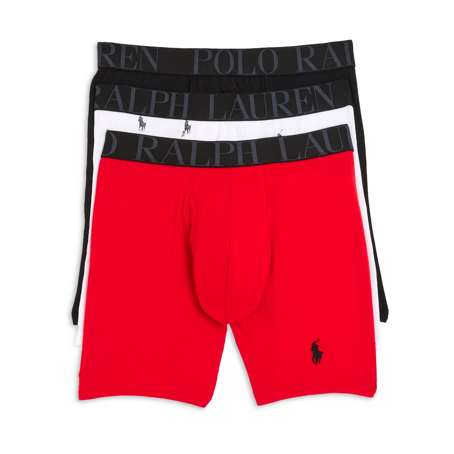 Polo Ralph Lauren Men's 3-Pack Black/White/Red Classic Stretch Boxer Briefs