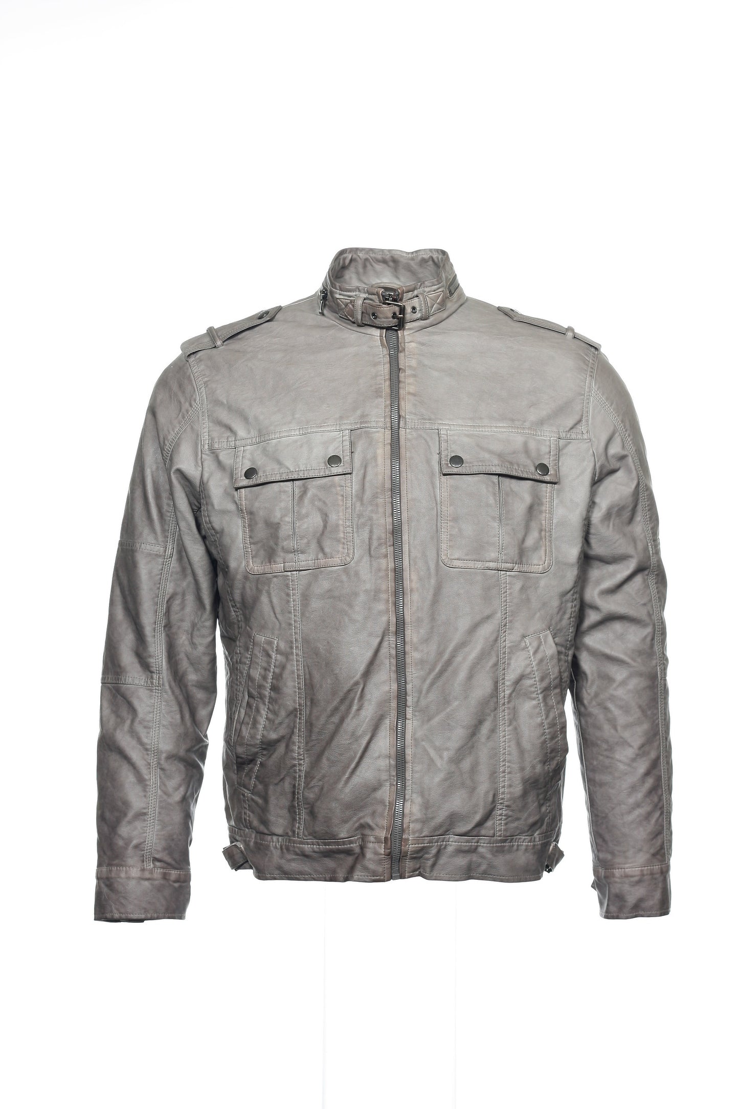 Perry Ellis Mens Castlerock Metallic Faux Leather Bomber Jacket