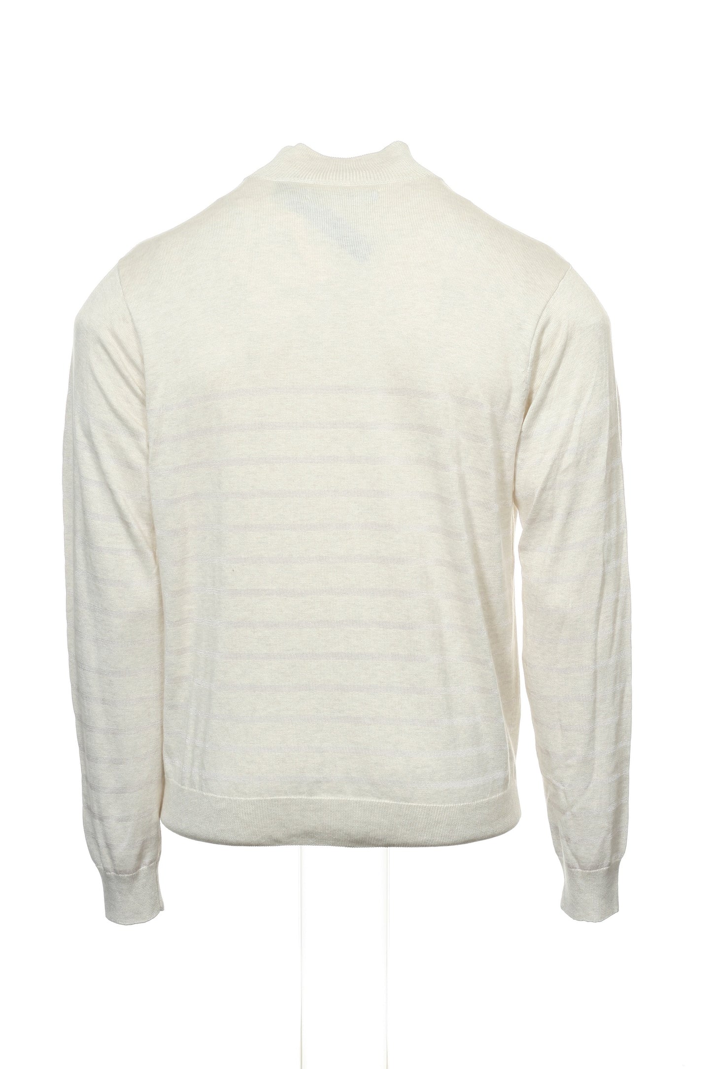 Perry Ellis Mens Oatmeal Heather Striped 1/2 Half Zip Sweater