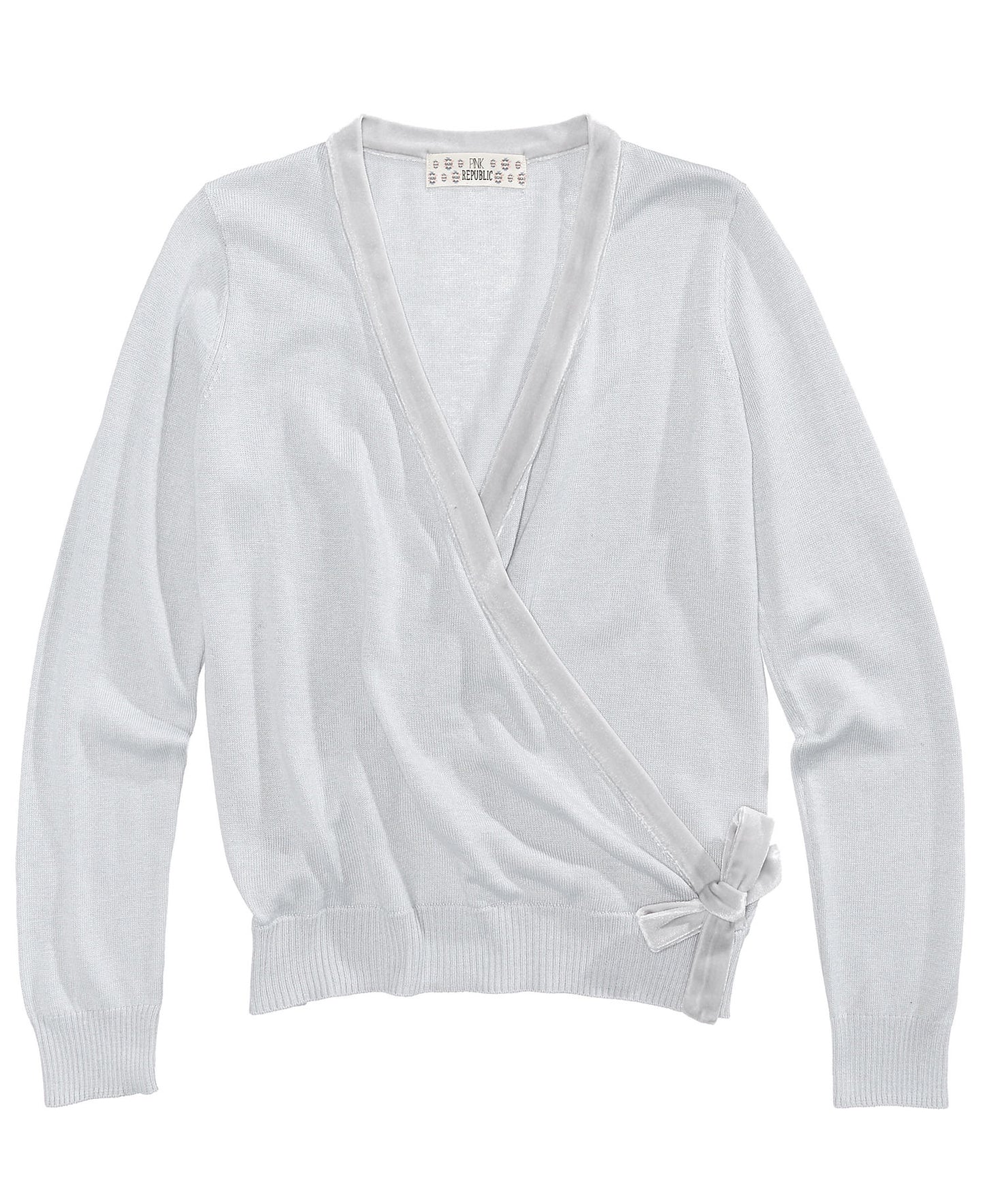 Pink Republic Girls Pirate Hook Velvet-Trim Wrap Sweater