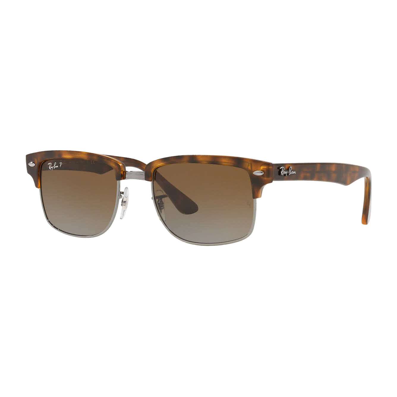 Ray-Ban RB4190 878/M2 Clubmaster Sunglasses Matte Havana Brown Polarized Lenses