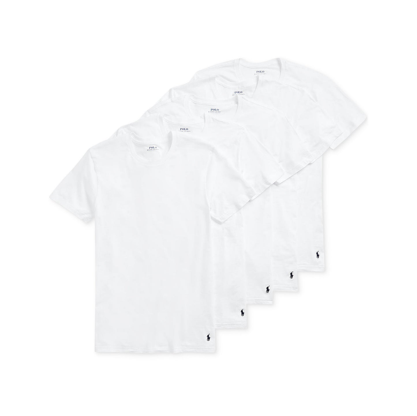 POLO Ralph Lauren 5-Pack Mens White Classic Crew Neck T-Shirts