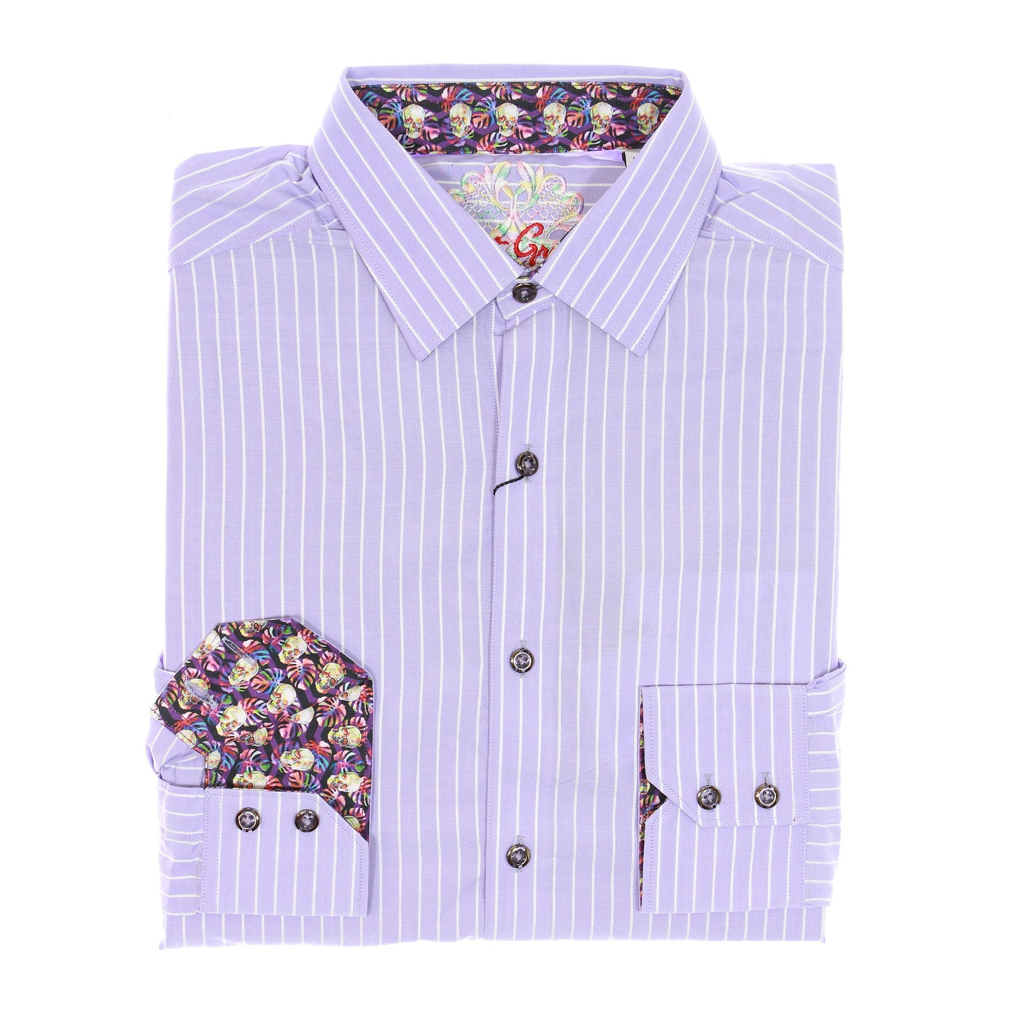 Robert Graham Mens Lavender Striped Classic Fit LS Button Down Shirt