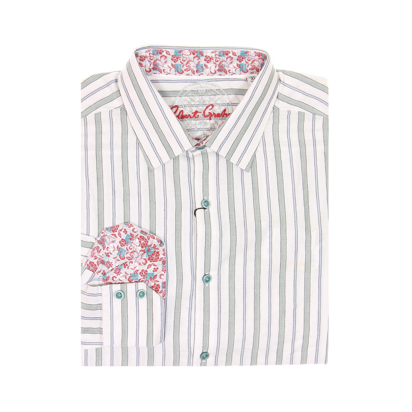 Robert Graham Mens White Striped Classic Fit Cotton Button Down Shirt