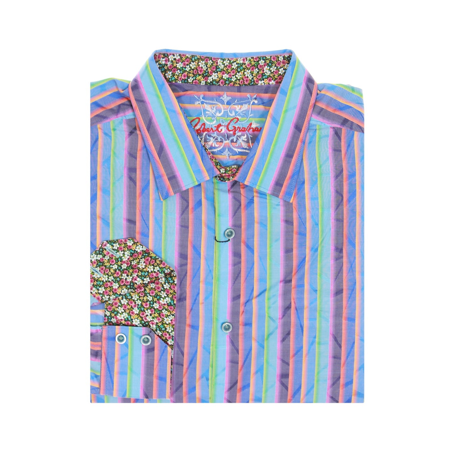 Robert Graham Mens Multi-Color Confetti Striped Button Down Shirt