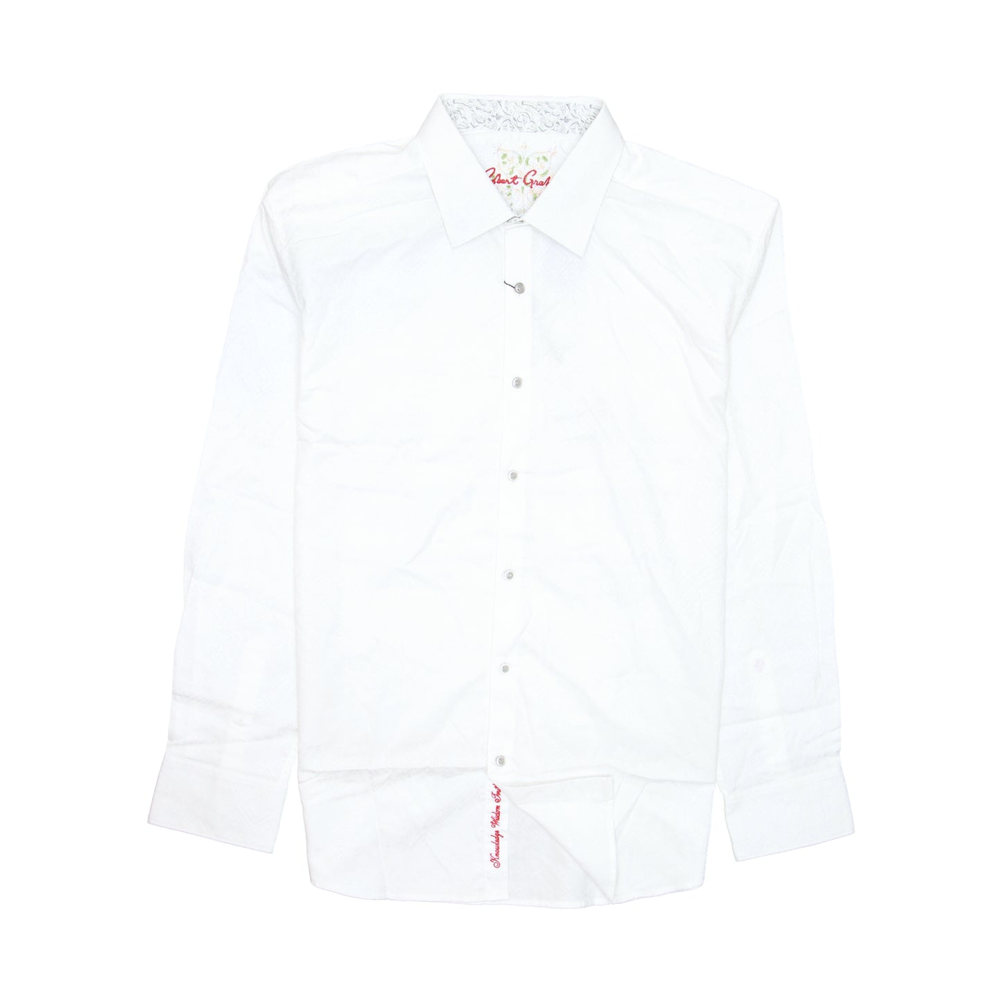 Robert Graham Mens White Jacquard Cotton Button Down Shirt