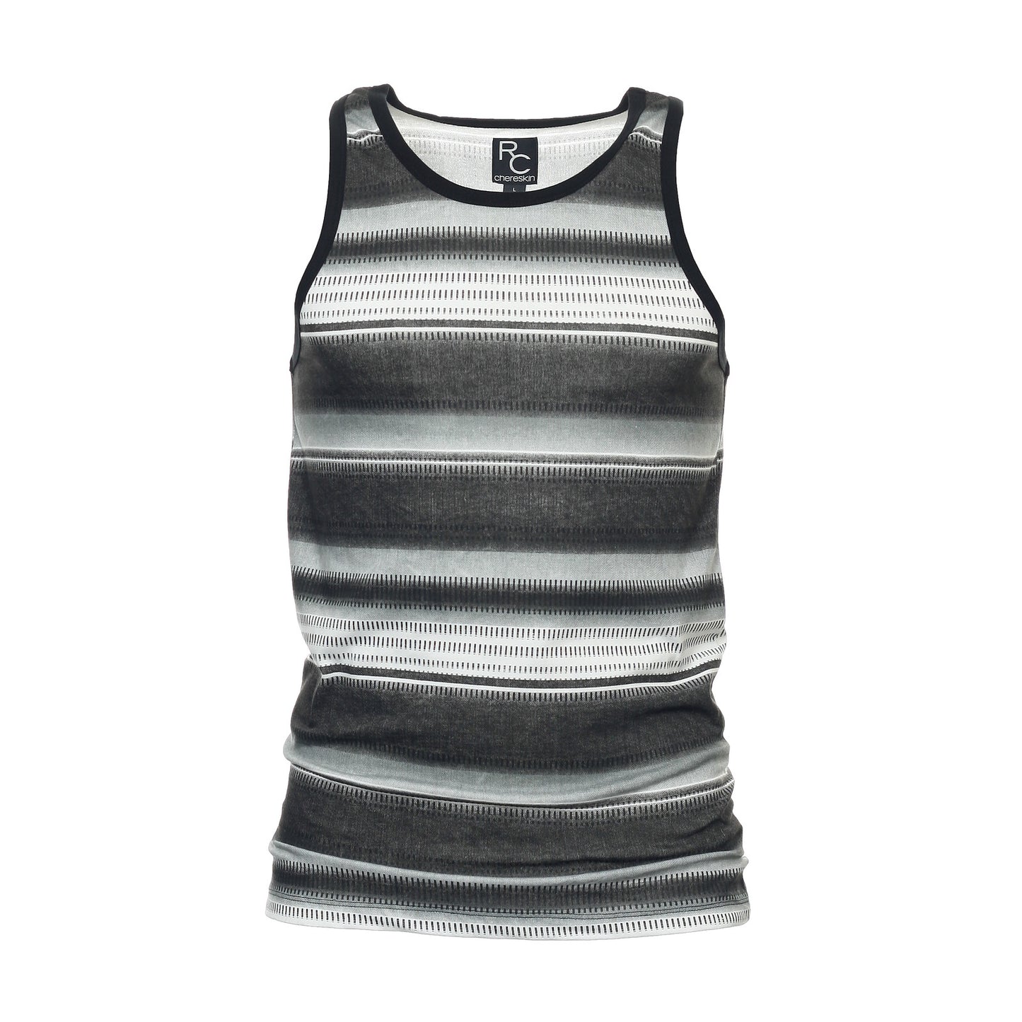 Ron Chereskin Mens Black Ombre Striped Cotton Tank Top