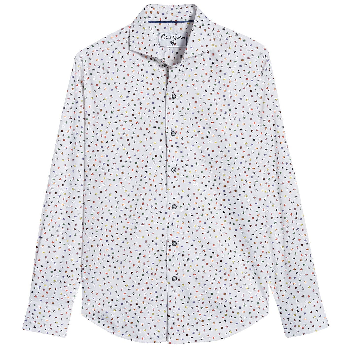 Robert Graham 'Wave Your Flag' Mens Slim Fit White Button Down Sport Shirt