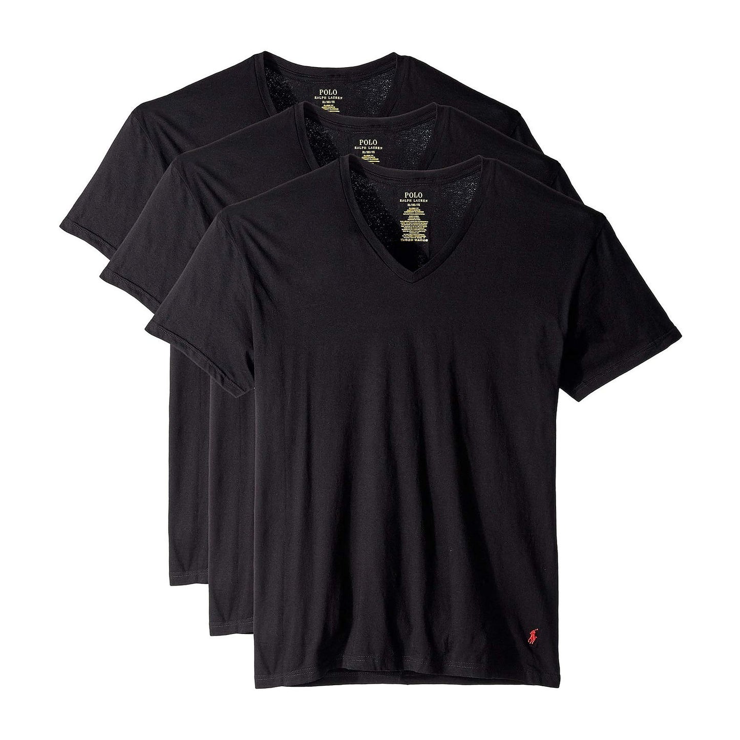 POLO Ralph Lauren 3-Pack Mens Black Cotton Slim Fit V-Neck T-Shirt