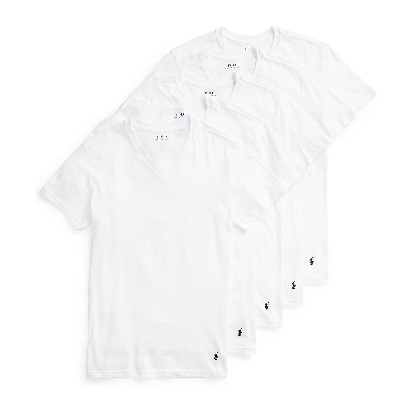 polo Ralph Lauren Men's White 5-Pack Slim Fit Cotton V-Neck T-Shirt